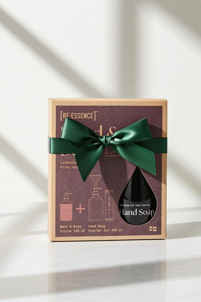 Hand & Body Duo m. genanvendelig glasdispencer - Lavender/Pine needle