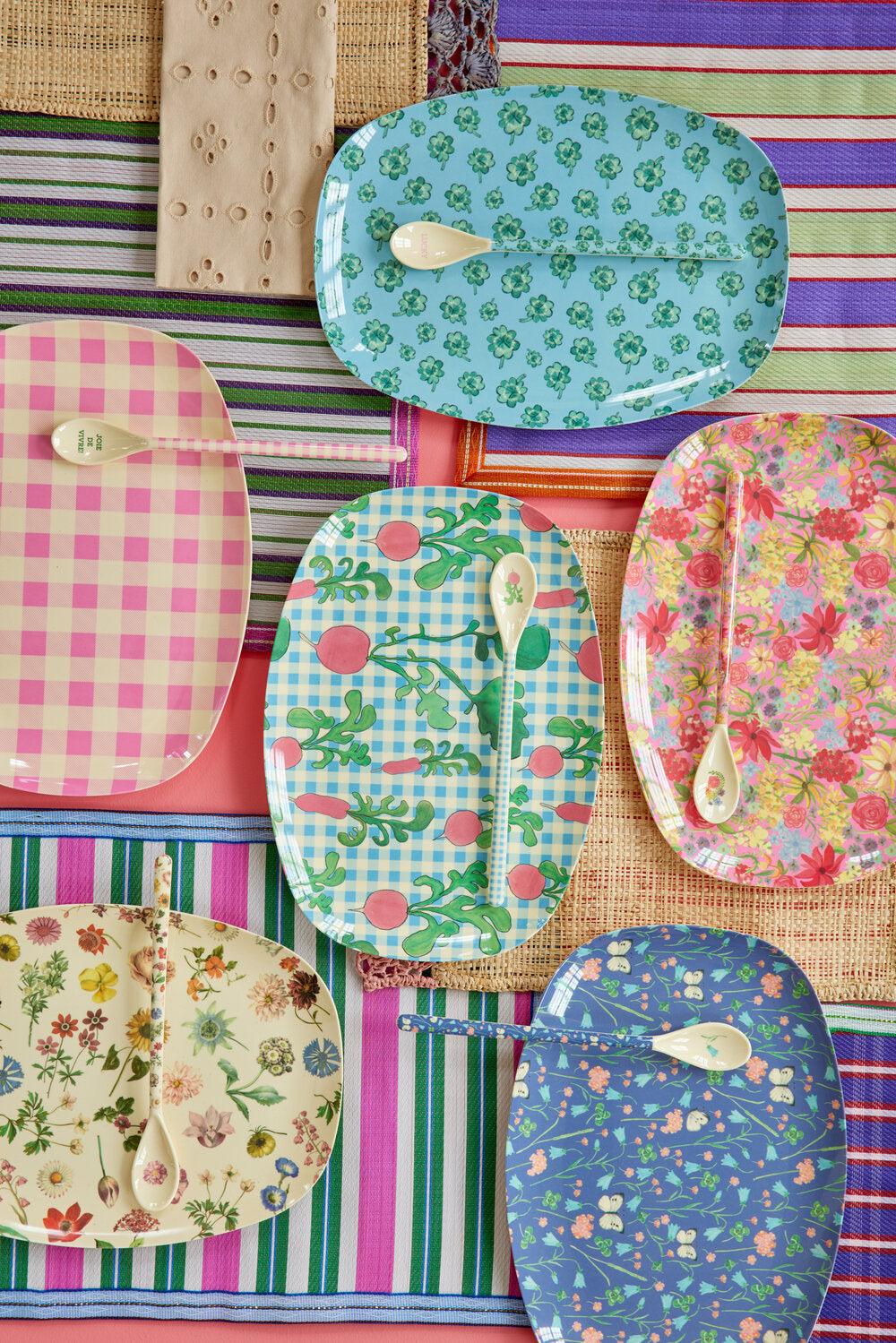 Recycled dækkeserviet - grøn/lilla