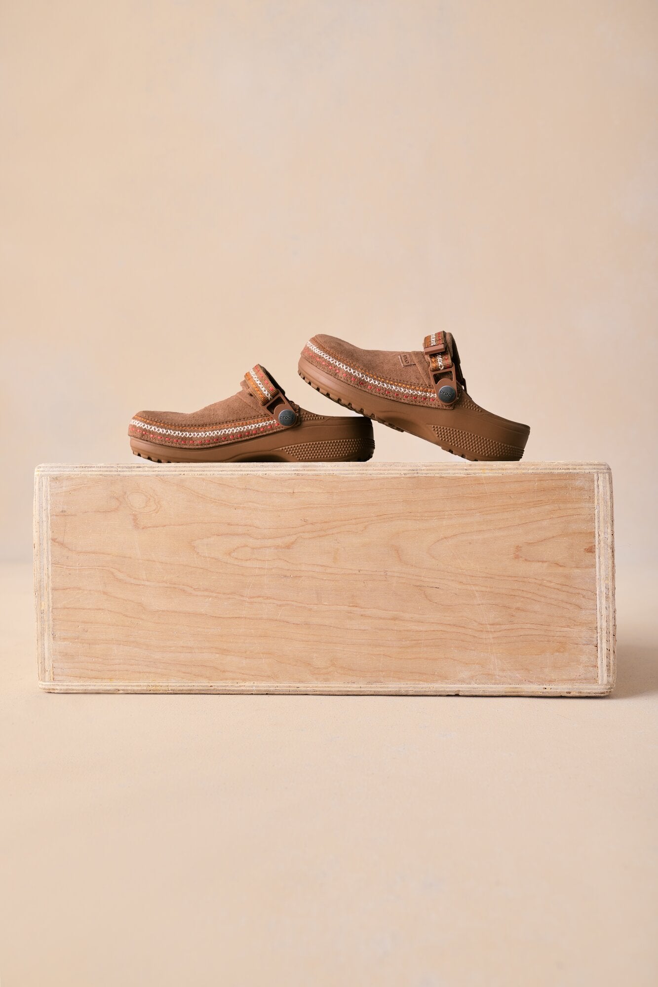 Crafted Vegan Suede Stitch clogs - Sepia