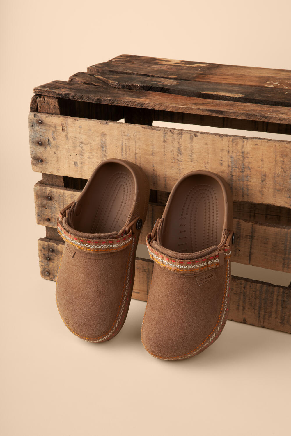 Crafted Vegan Suede Stitch clogs - Sepia