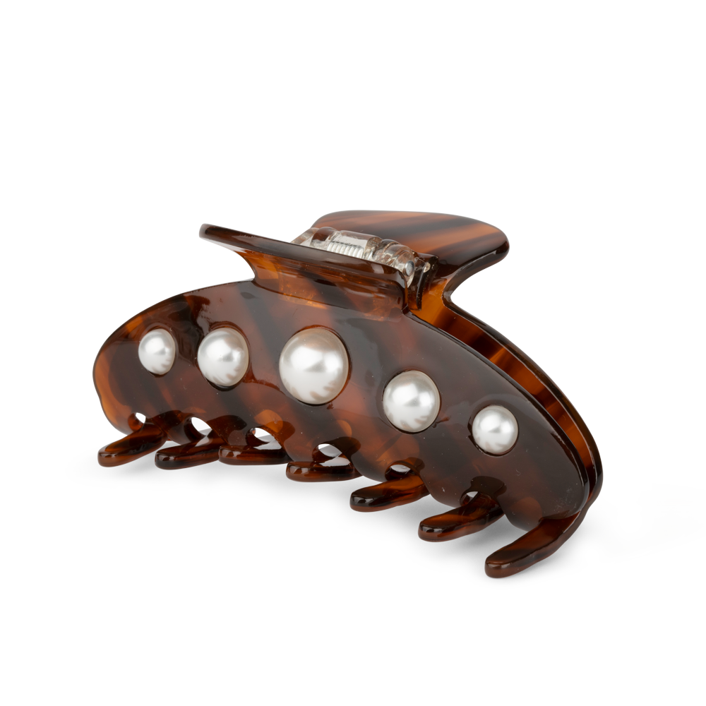 Ida Classic Pearly hårklemme, stor - Golden Brown