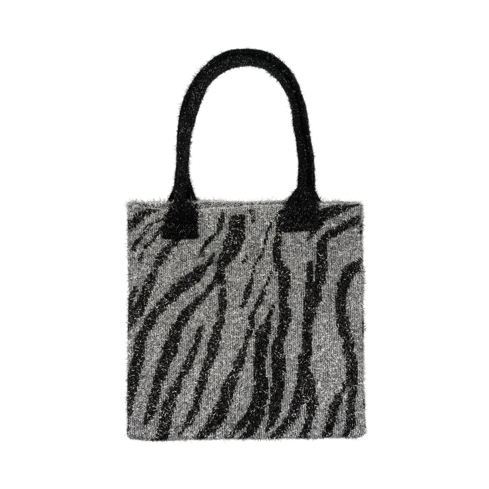 Zebra Glitter shopper - sort/sølvfarvet