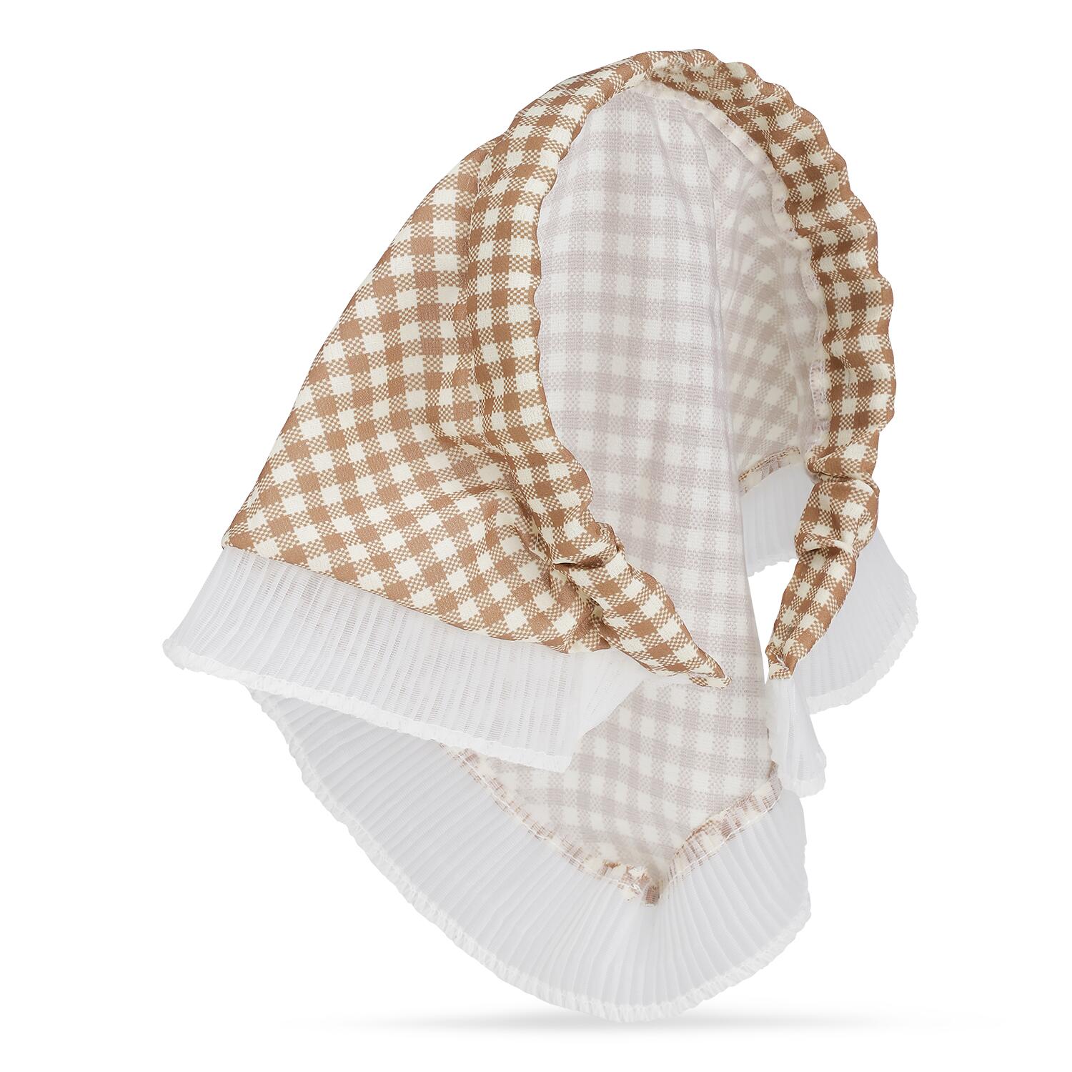 Checkered hårbøjle, hårtørklæde - brun