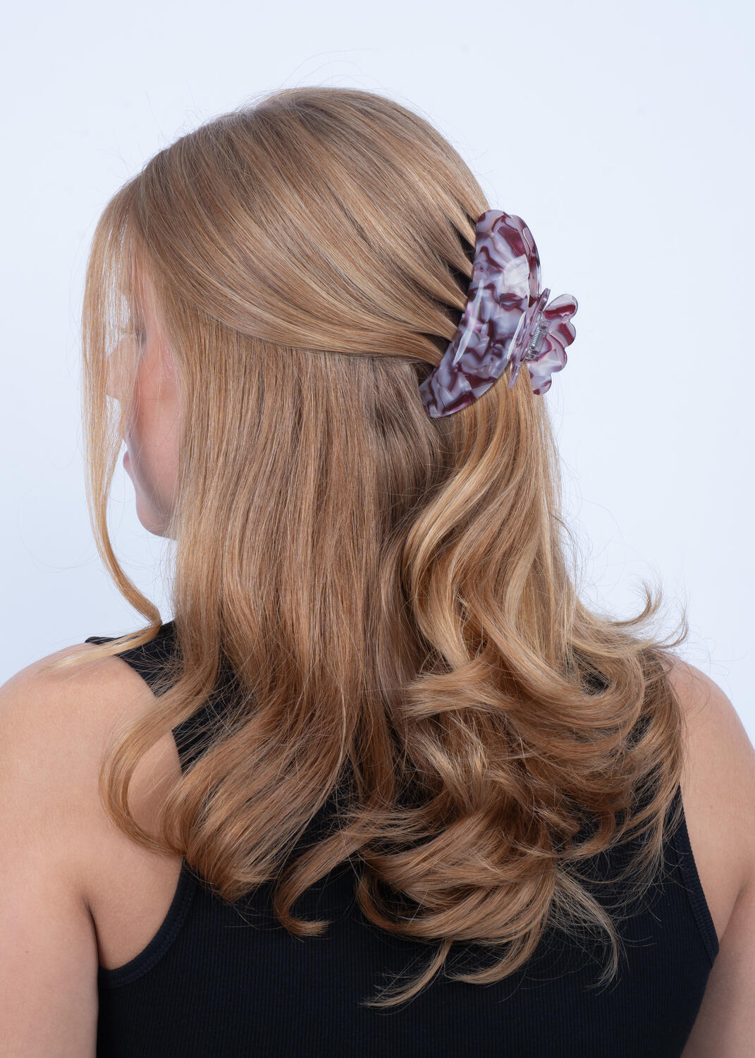 Helle Cinnamon Satin hårklemme, Big - Purple Rose