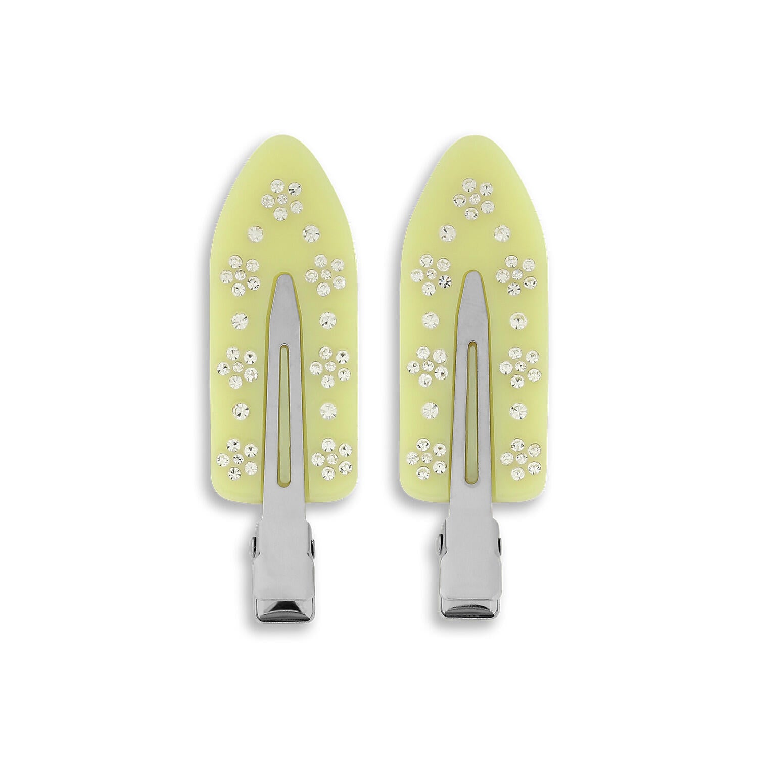 No Crease Flower Crystal spænder, 2 stk - Pastel Yellow