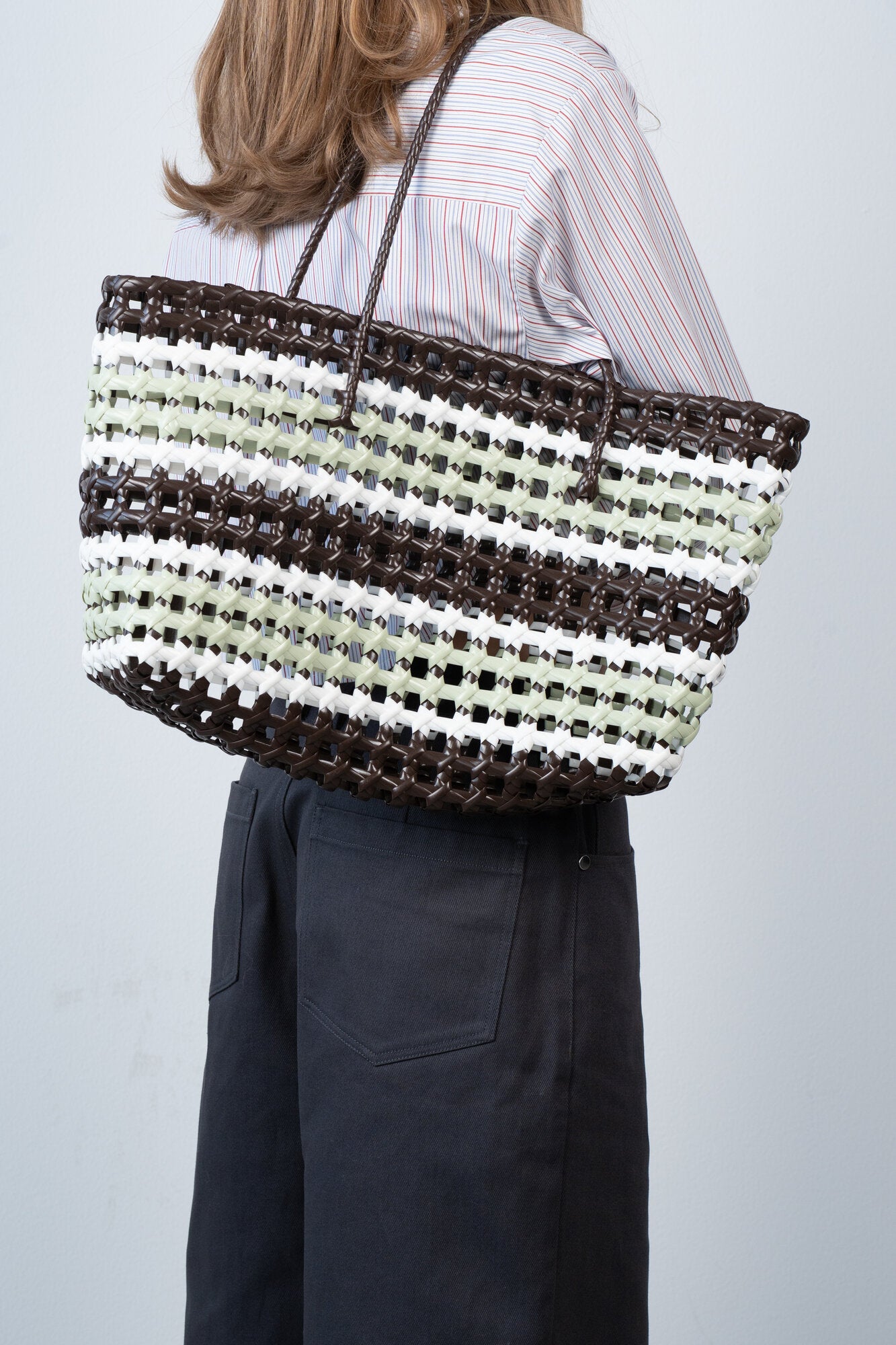Kaya Woven shopper, Big - Brown Striped