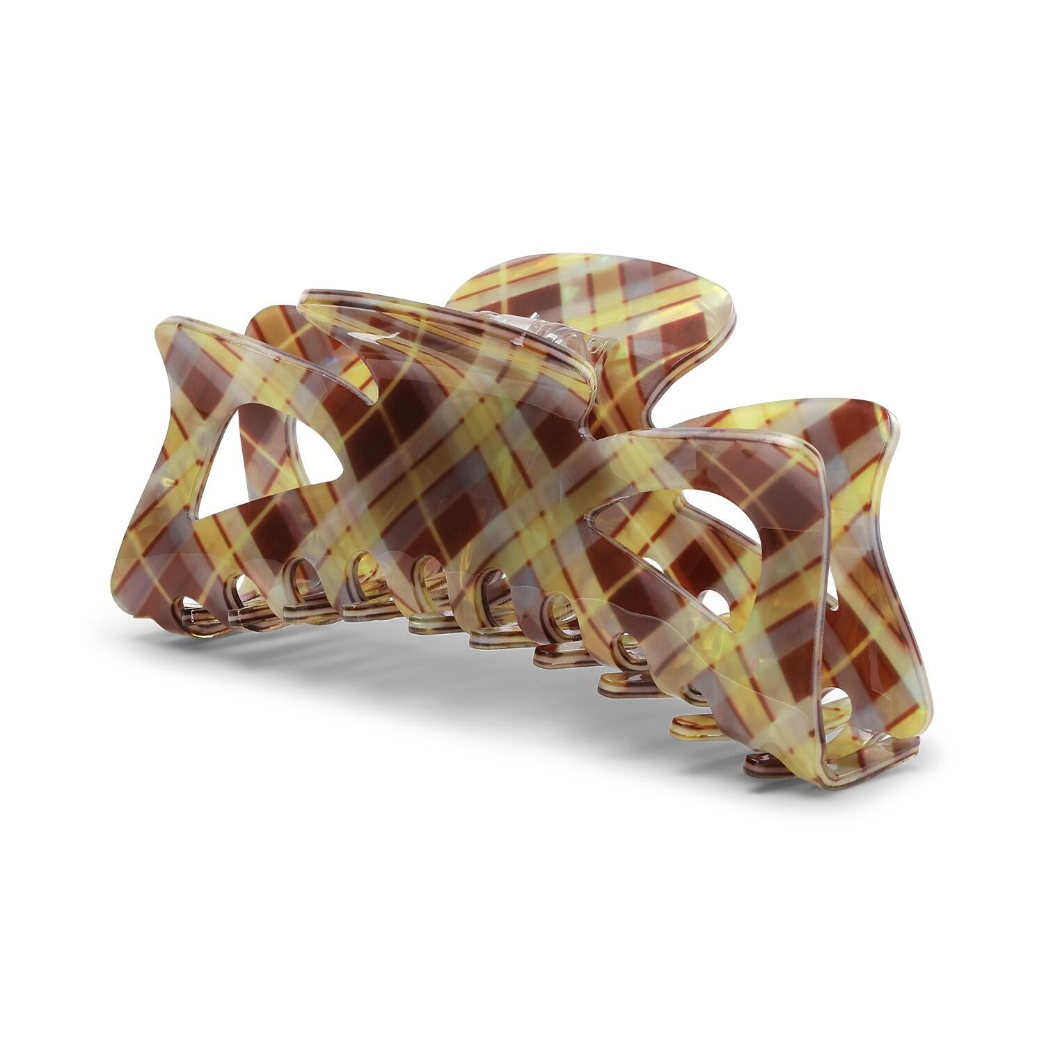 Bow Tartan Giga hårklemme – Brown/Yellow