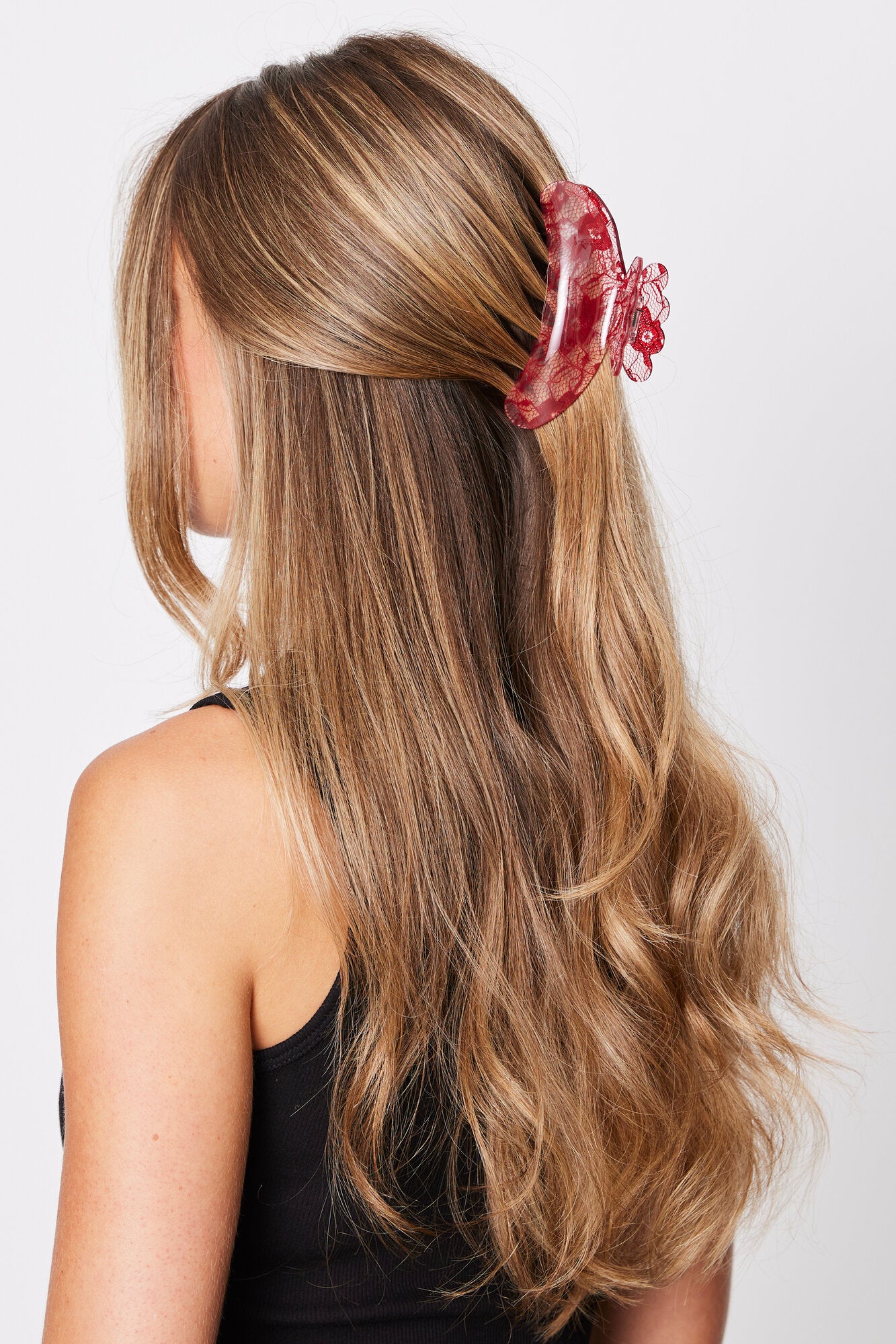 Helle Lace Big hårklemme – Red
