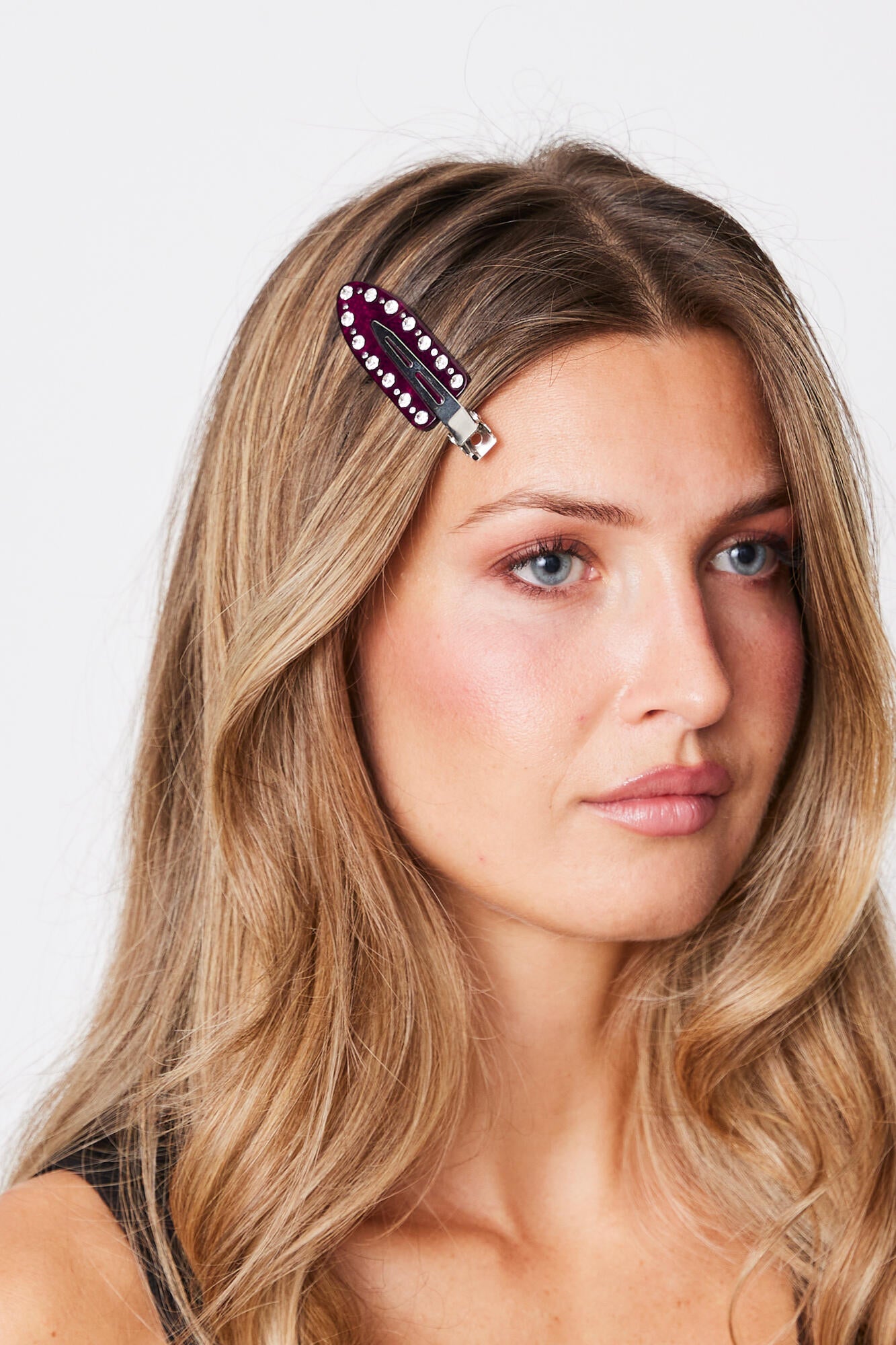 No Crease Twinkle Crystal hårspænde, 2 stk – Purple