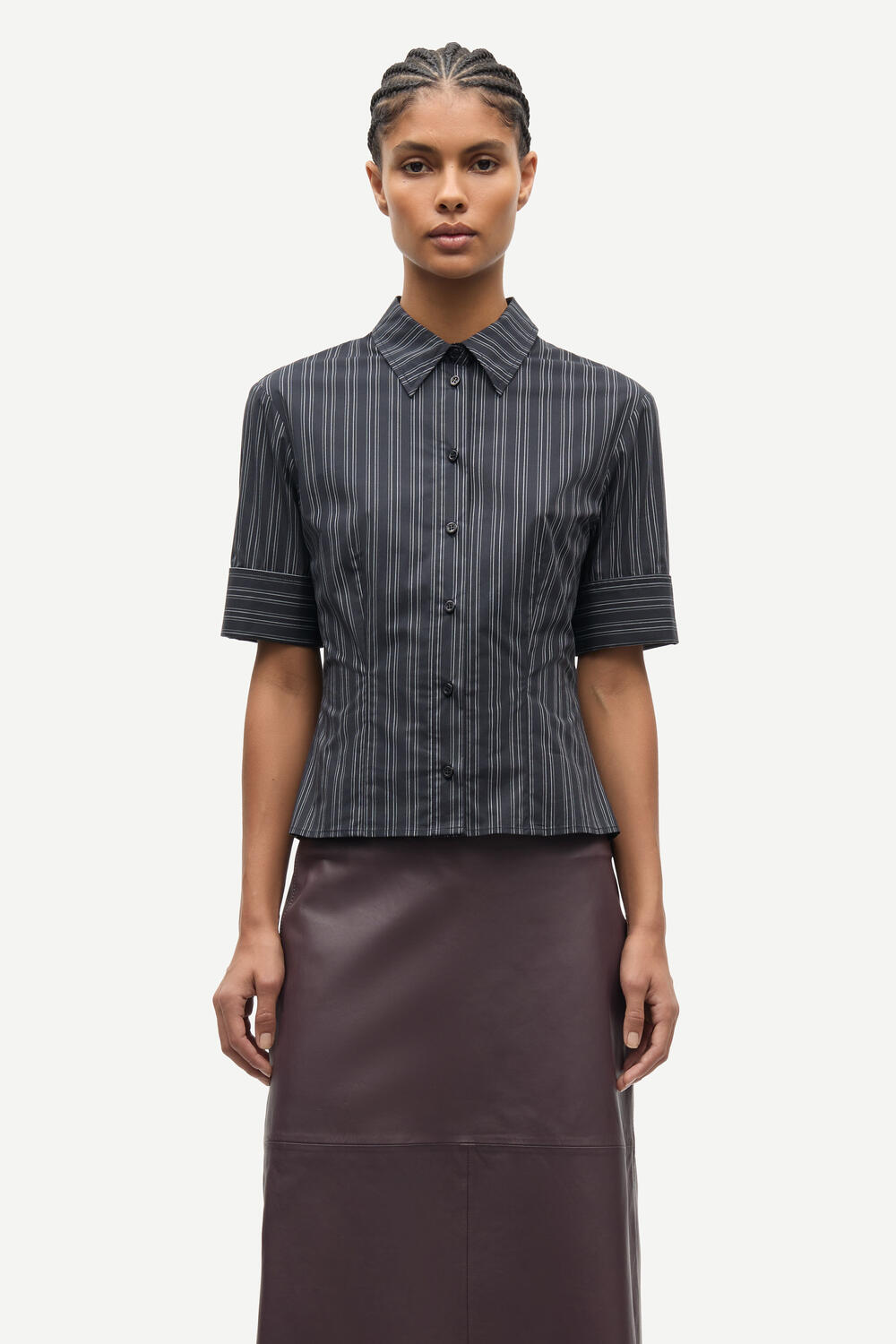 Sasky kortærmet skjorte - Gunmetal St.