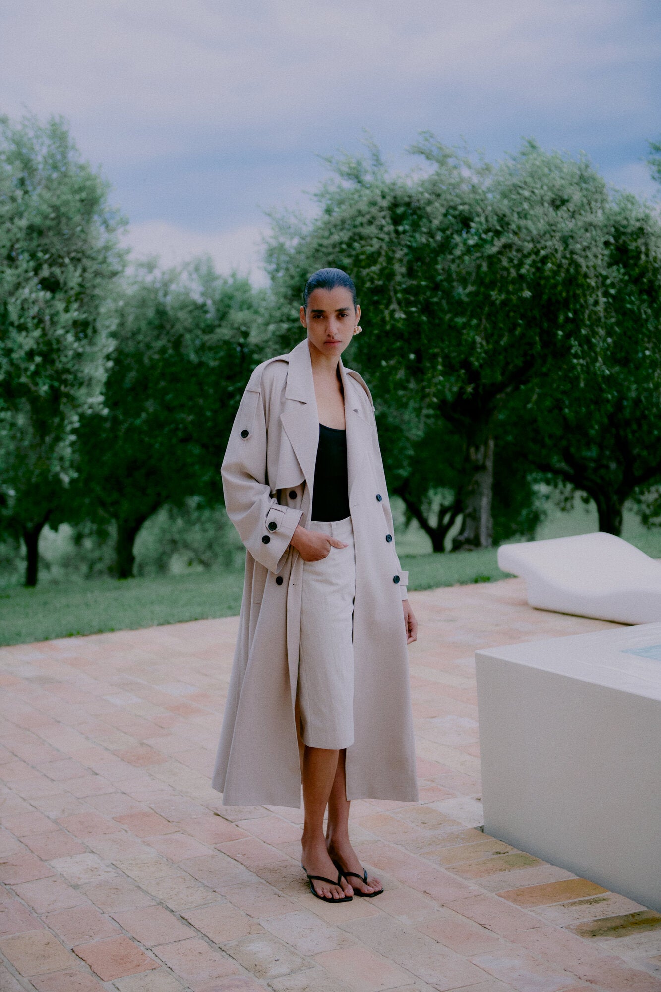 Zoie trenchcoat - Light Beige Melange