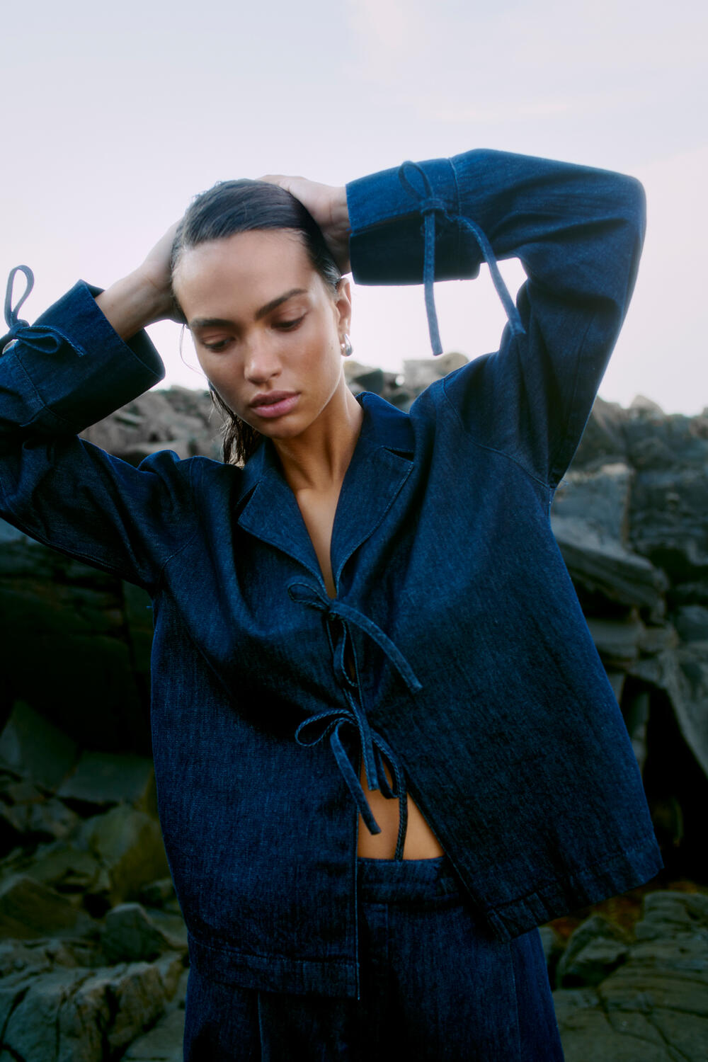 Alluet denimskjorte - Dark blue denim