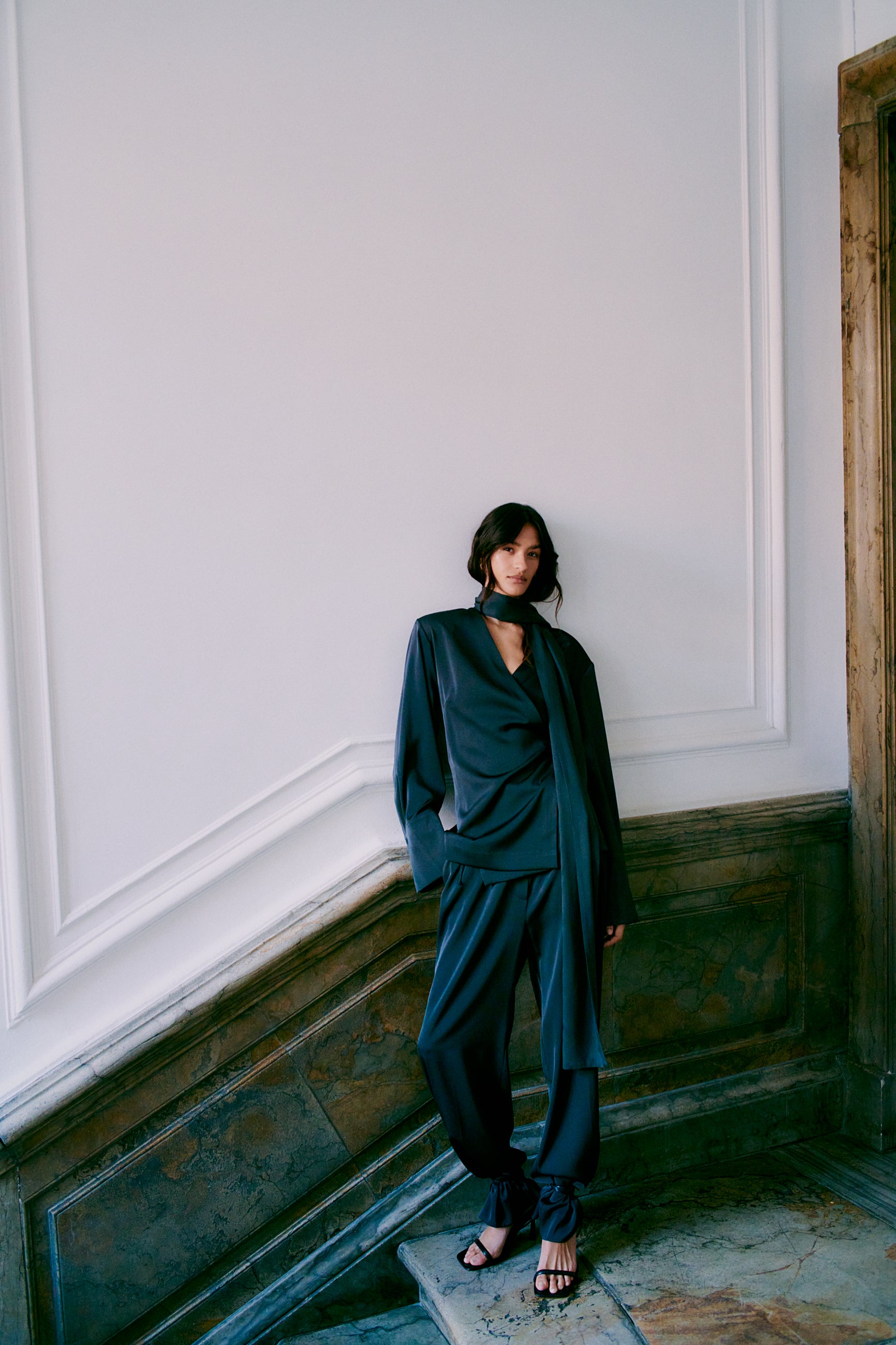 Glari Wrap bluse - Black Sand