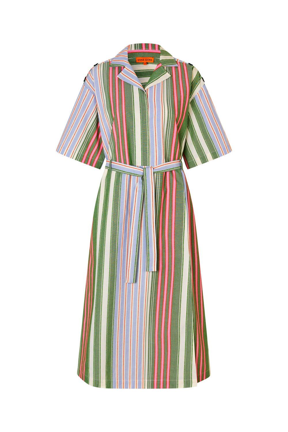 Workwear midi kjole - Forest Stripe