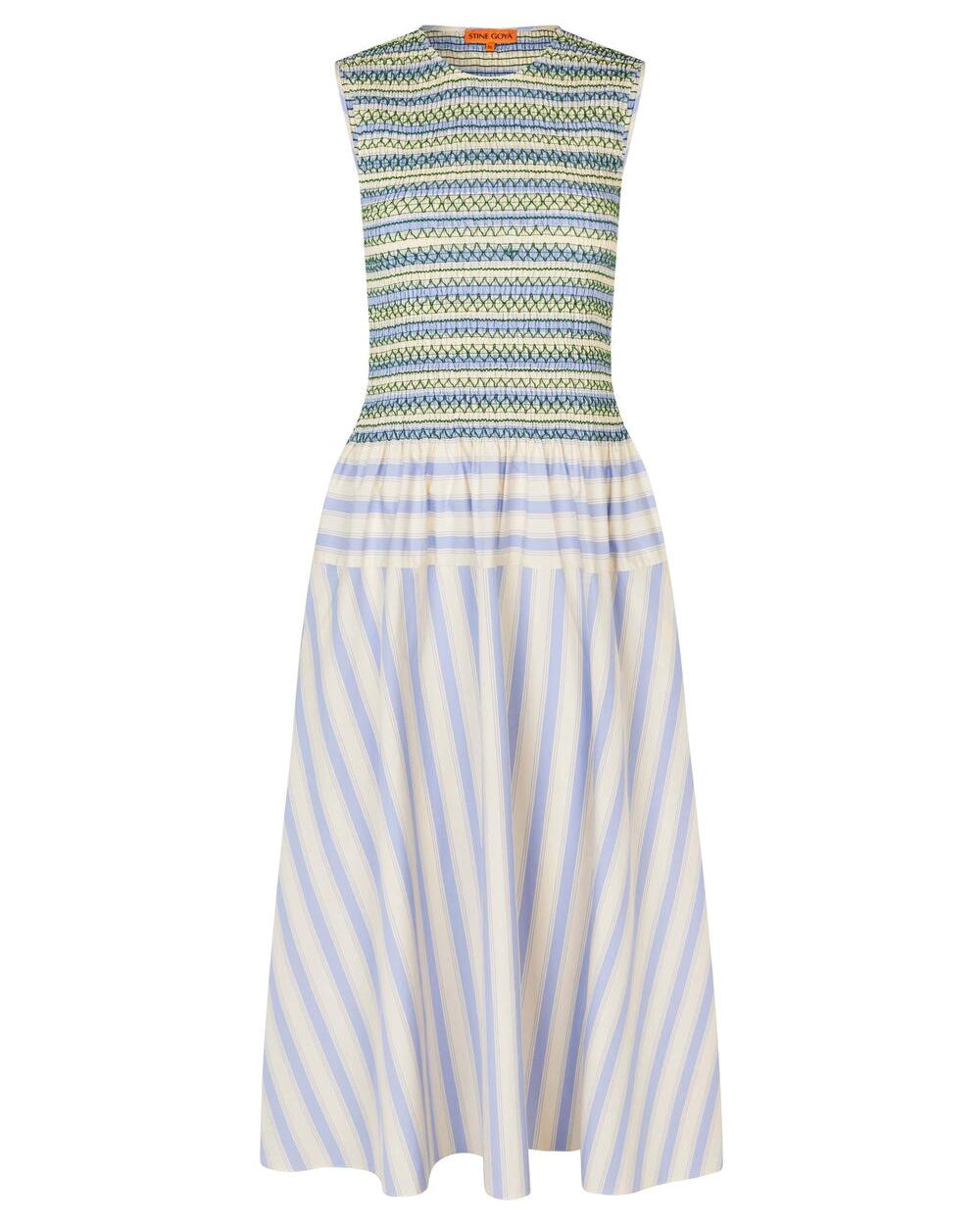 Smocked Tank kjole - Pastel Stripes