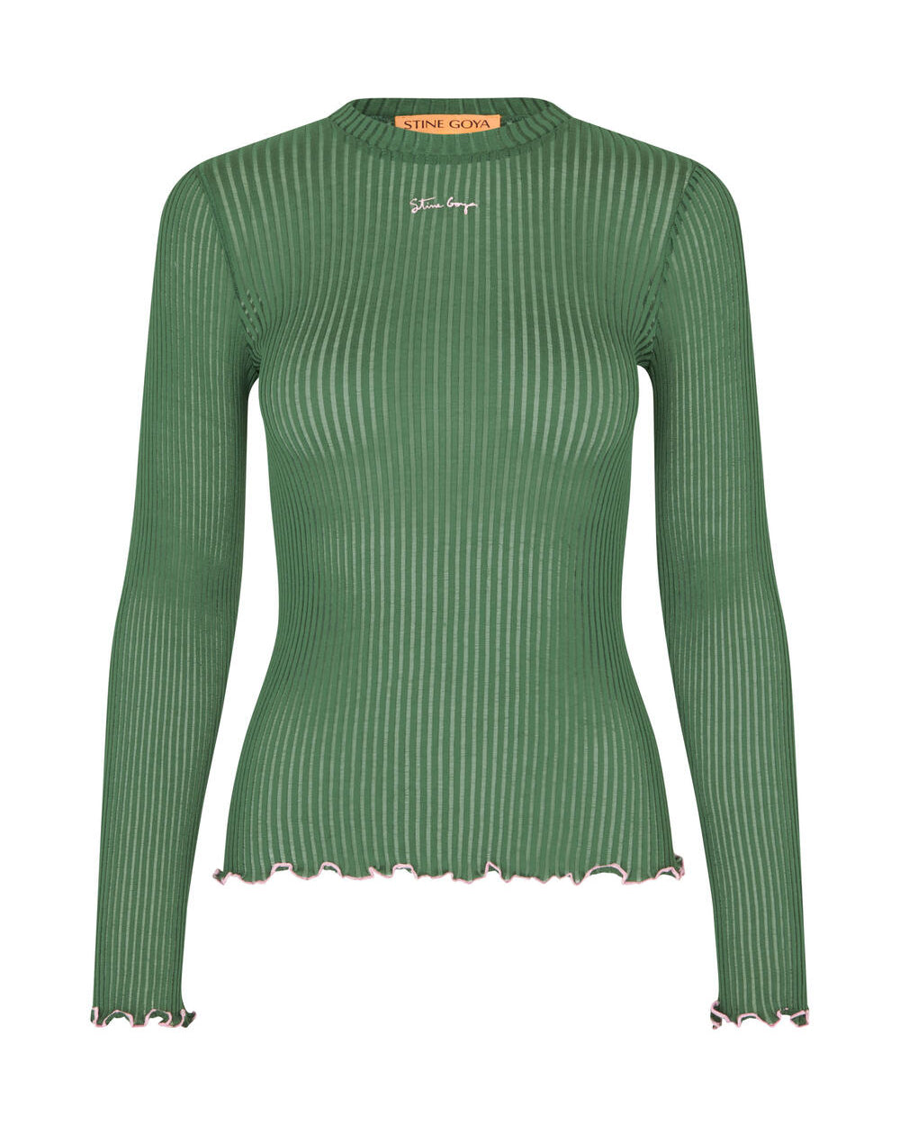 Crew Neck langærmet t-shirt - mørkegrøn