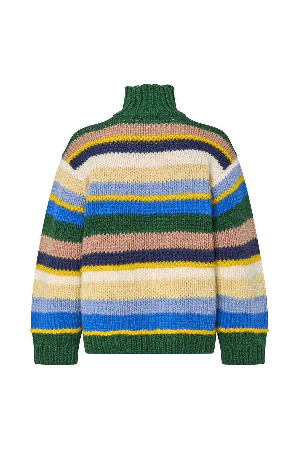 2497 Handknit rullekrave – Bold Multi-Stripes
