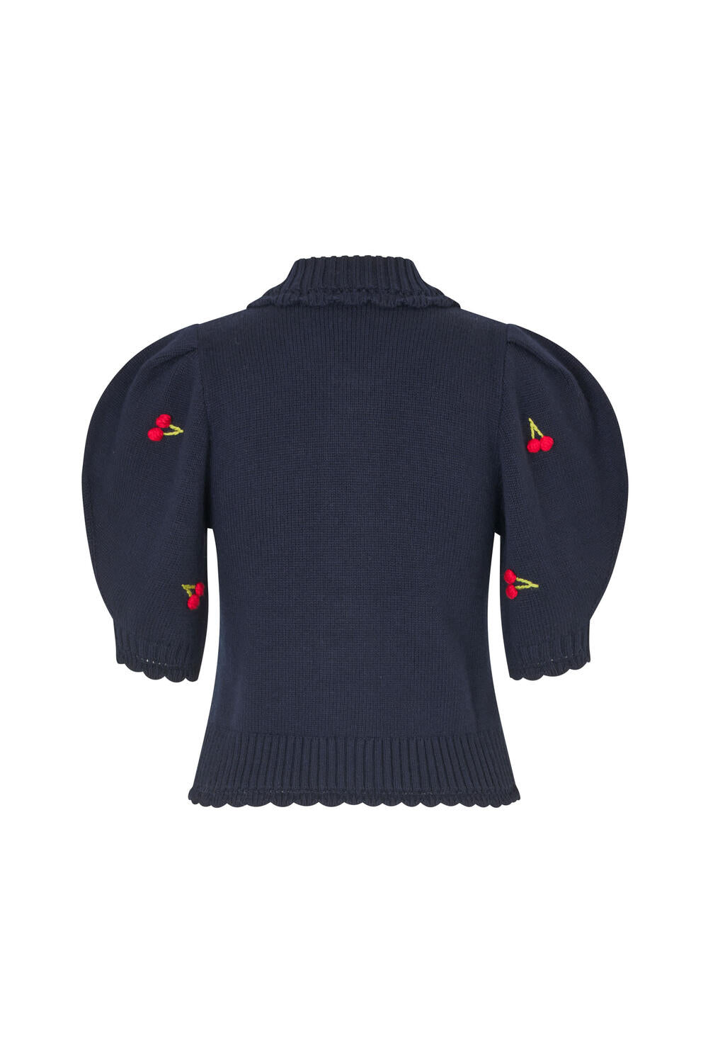 2359 Bobble Knit Polo Cardigan - Cherries Bobble