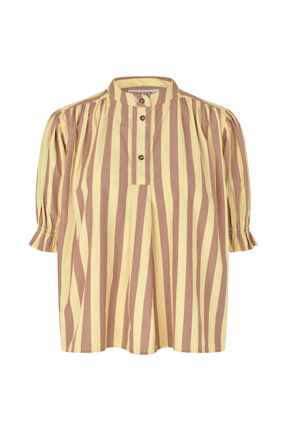 2512 Smocked Gathered bluse - Equestrian Sun