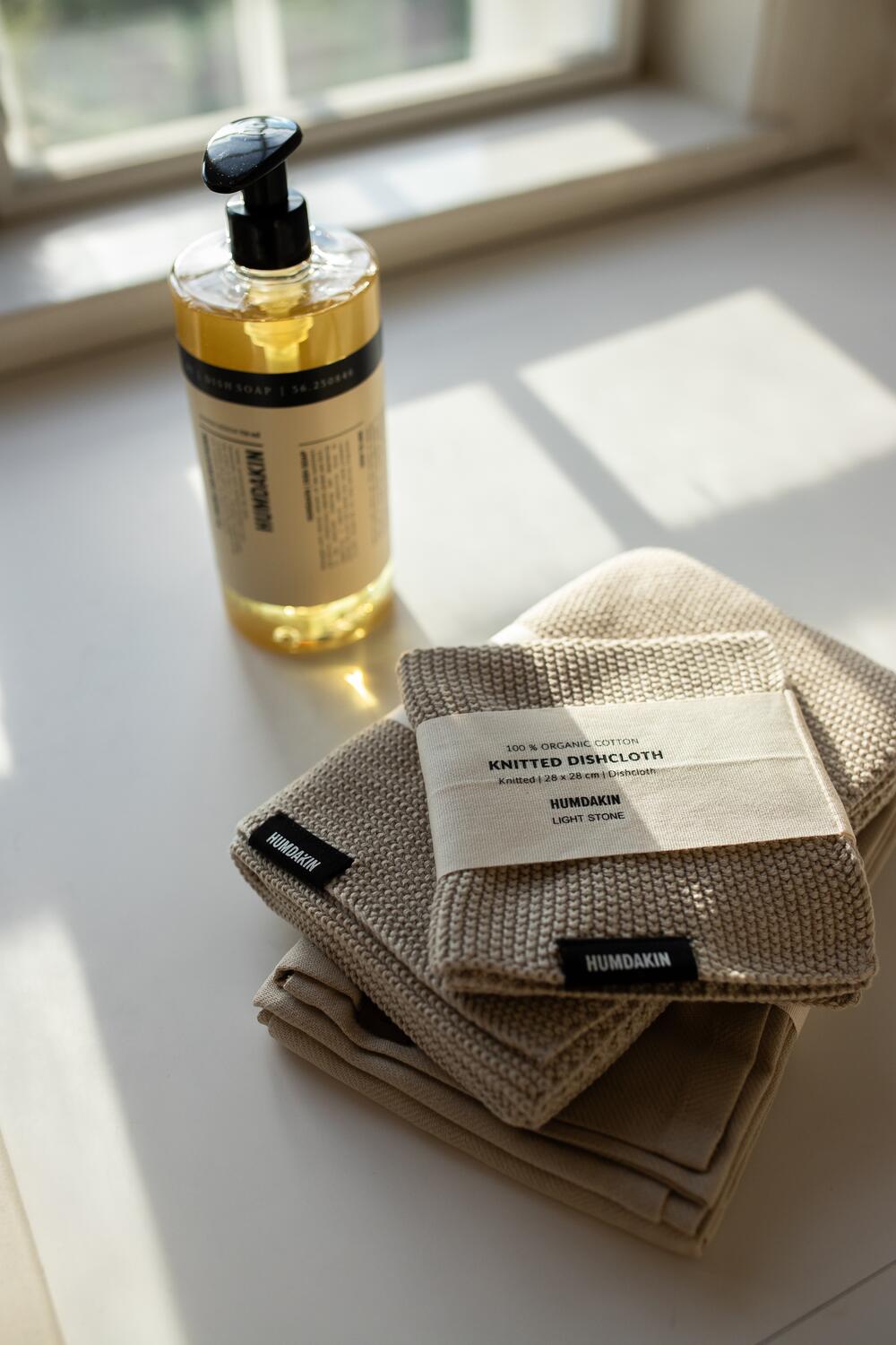 Strikket køkkenhåndklæde - Light Stone