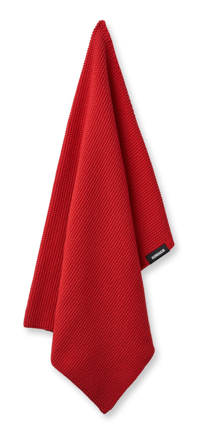 Strikket køkkenhåndklæde - Rushing Red