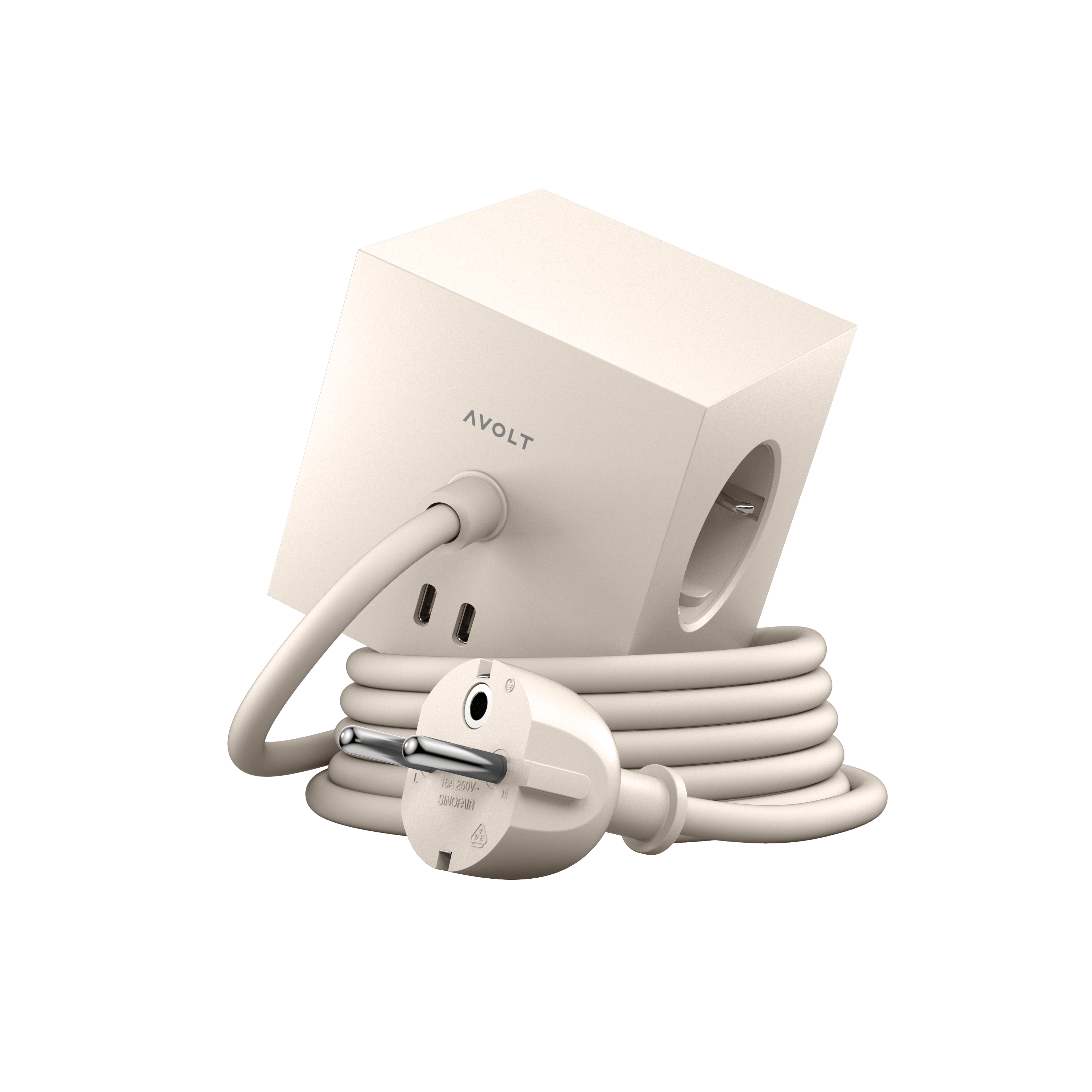 Square 1, USB-C & magnetisk stikdåse - Nomad Sand