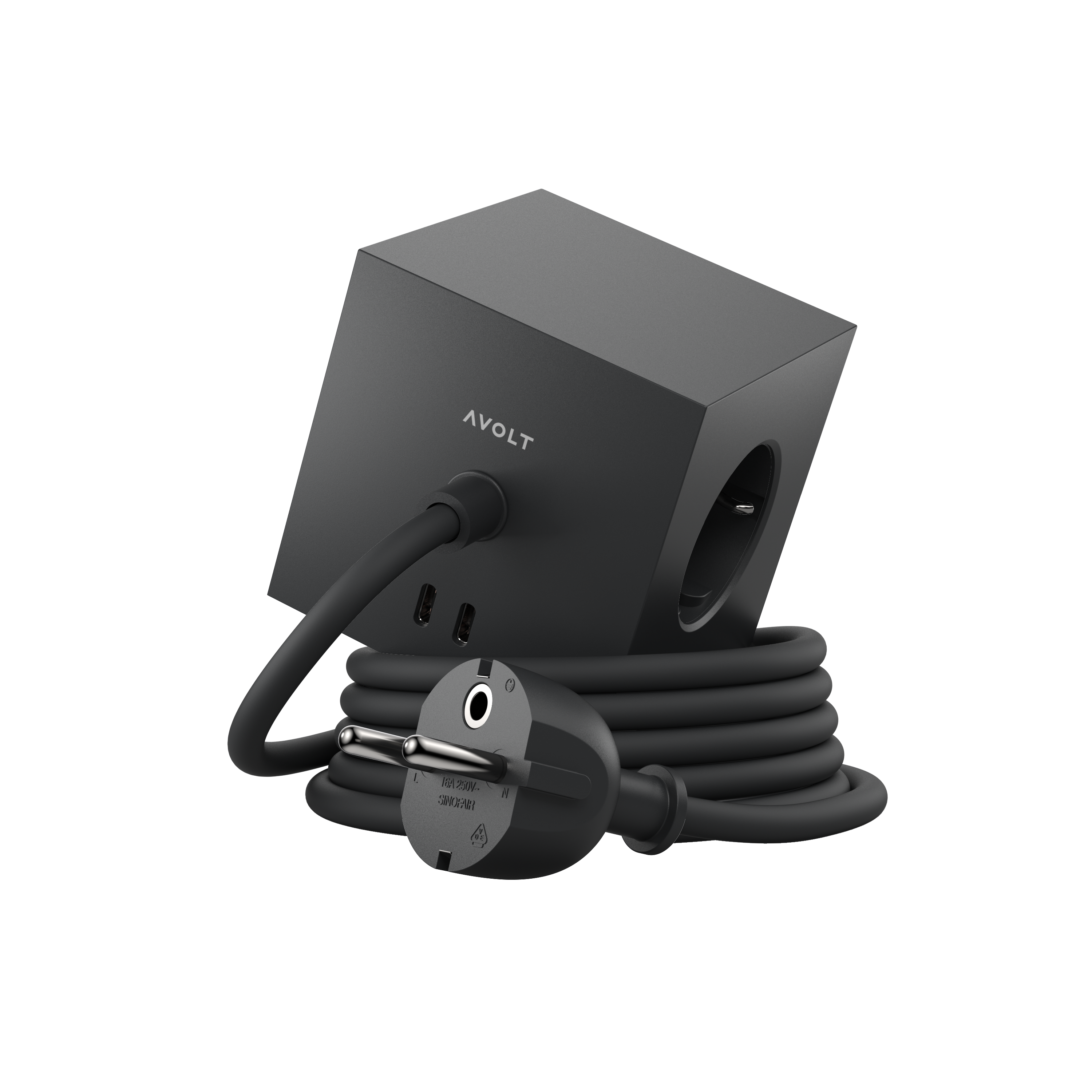 Square 1, USB-C & magnetisk stikdåse - Sort