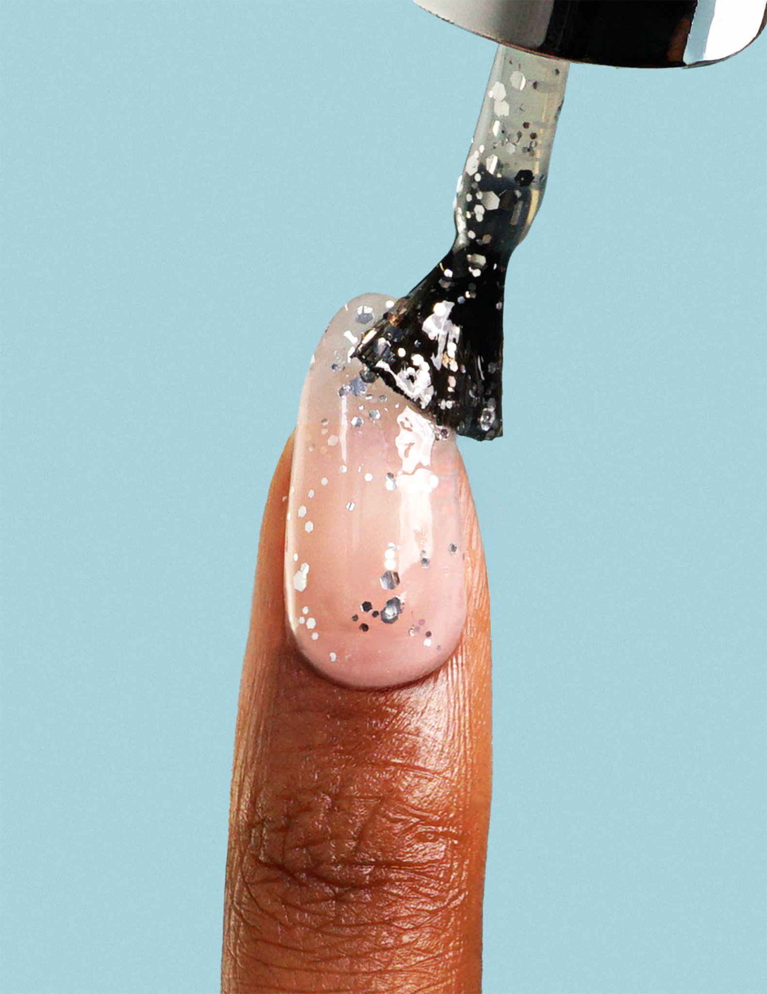 Single Gel Topcoat neglelak - Silver Glitter