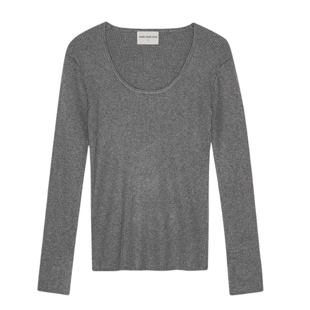 Soul rib langærmet t-shirt - grey melange