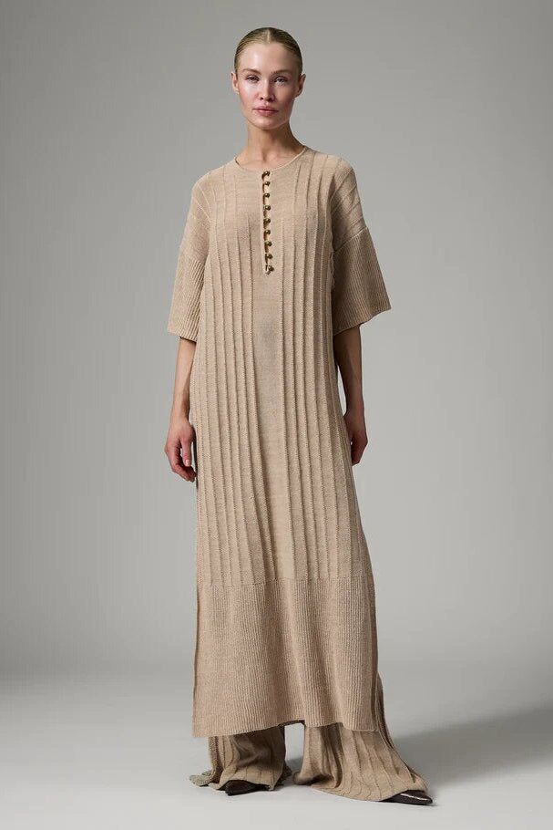 Stellan Summer Linen kjole - Cobblestone