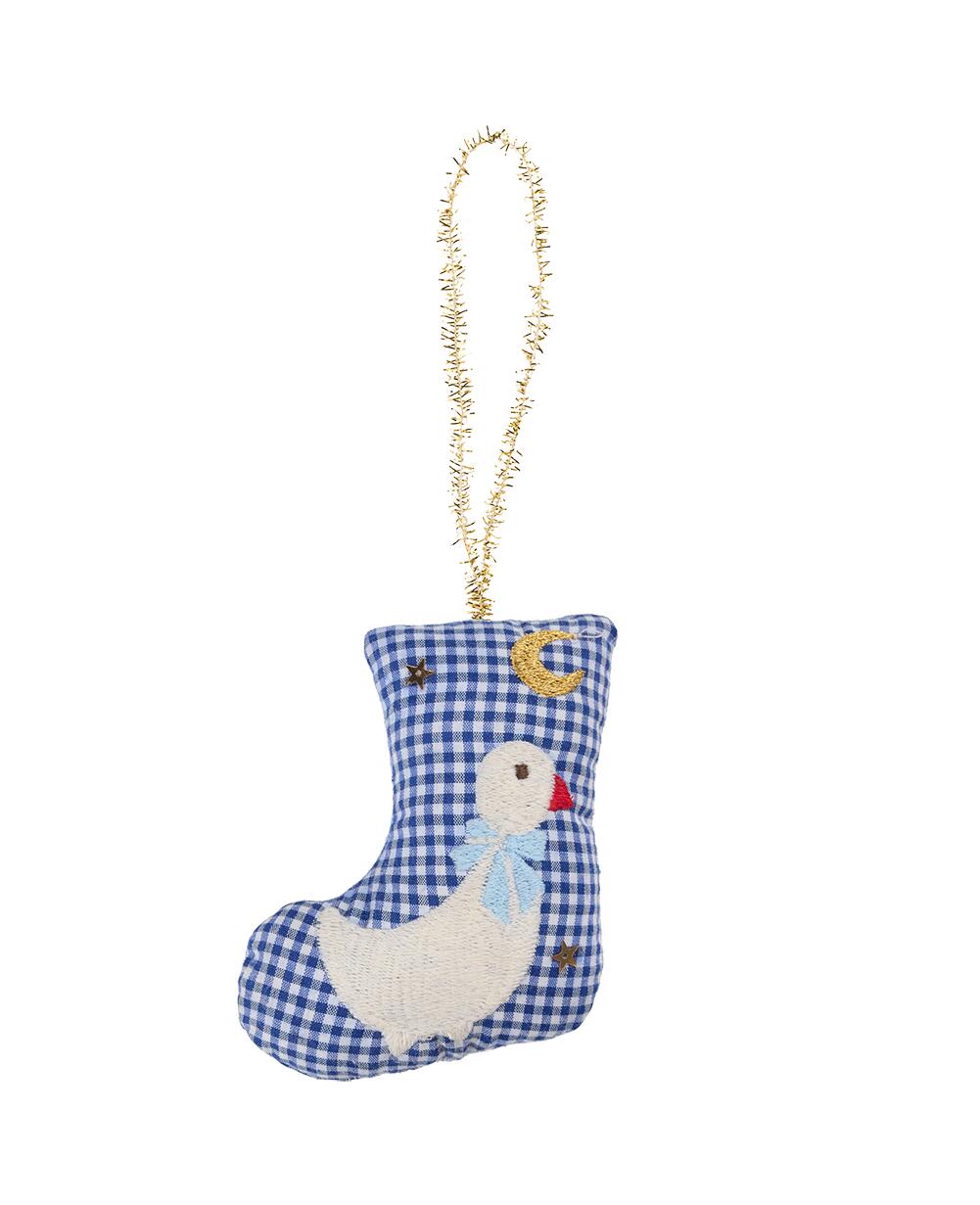Stocking Goose juleophæng - Navy Checks