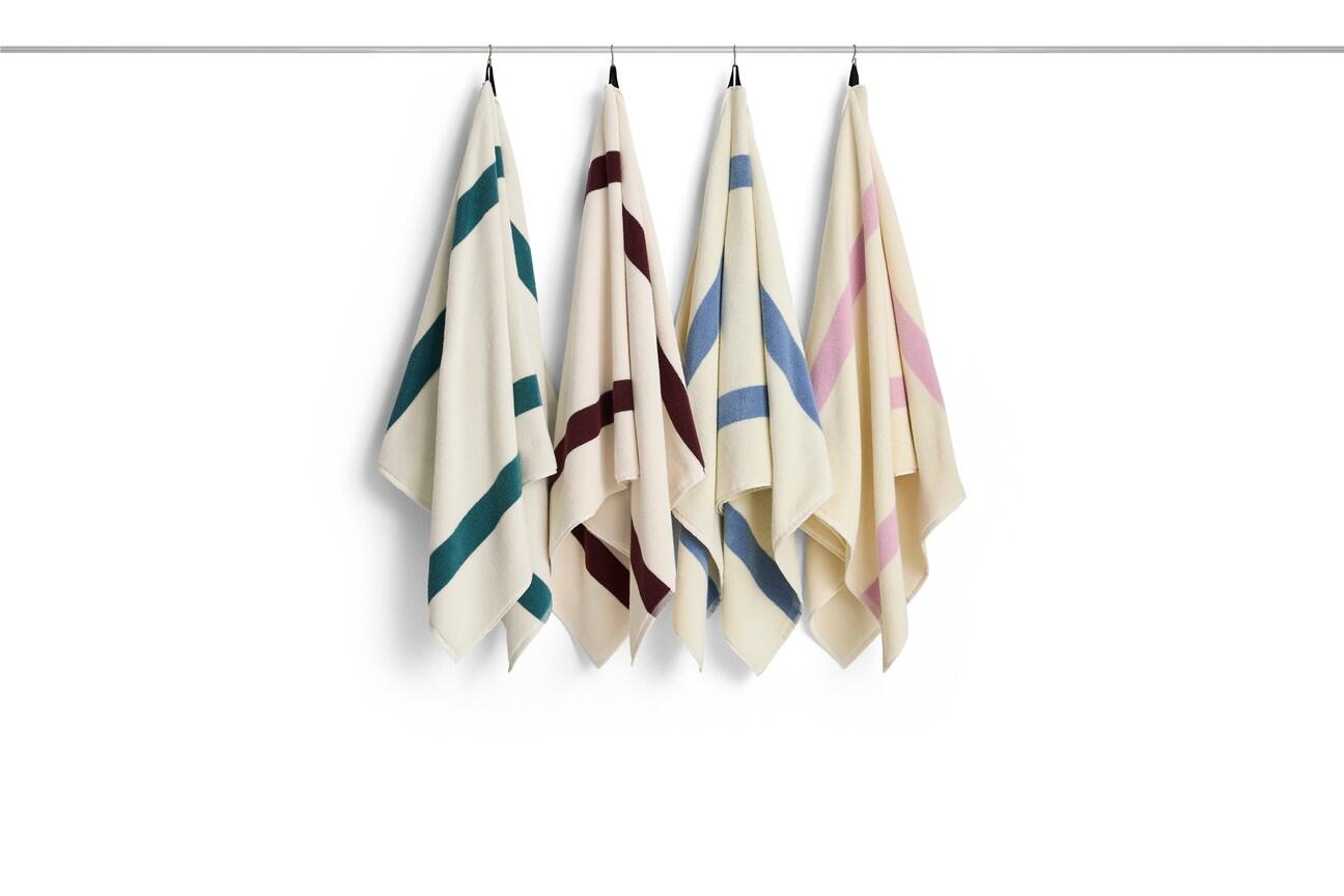 Stripe badehåndklæde, 70x140 cm - Cool pink