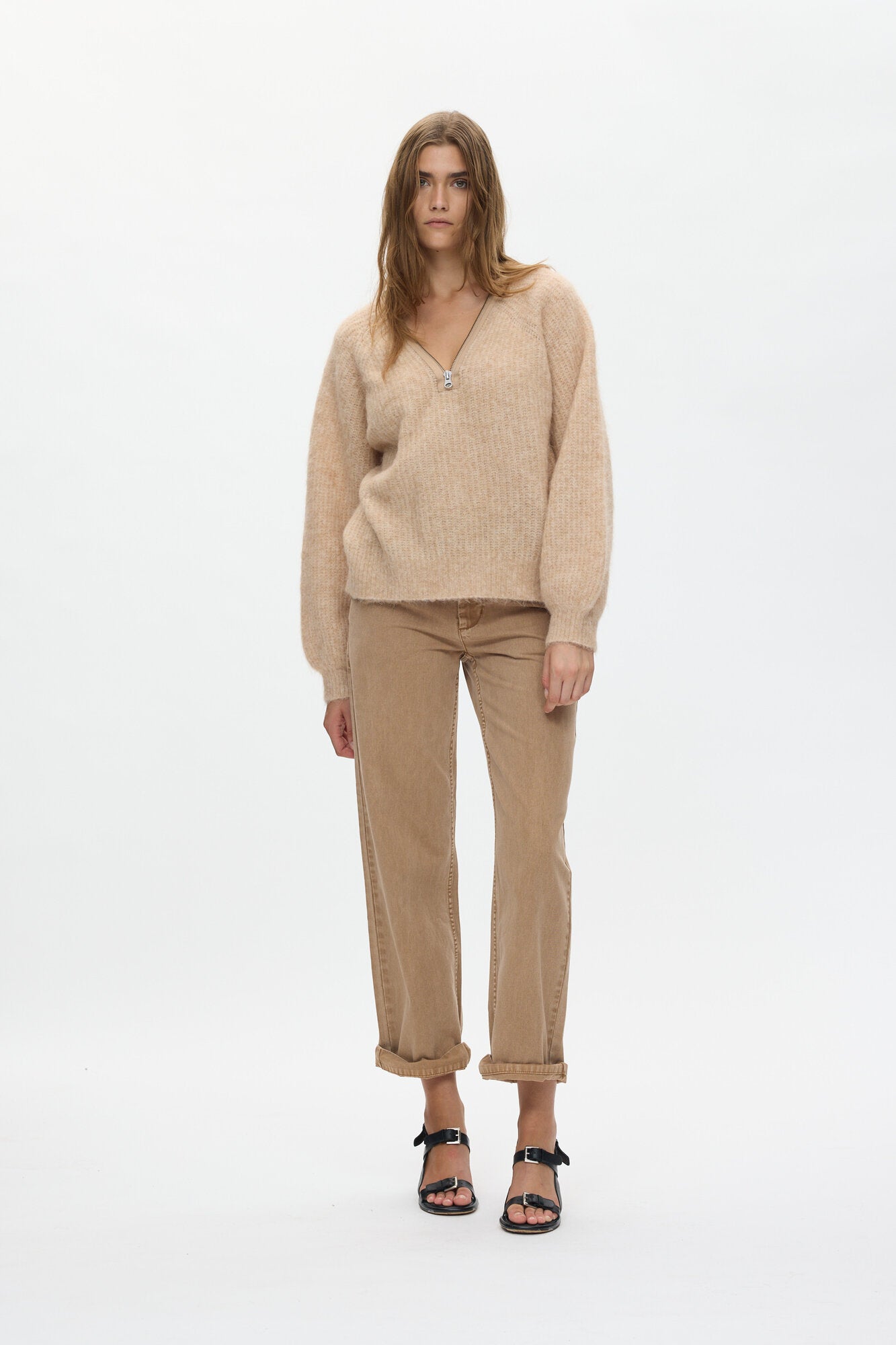 Superlight Zip Opening Maelle uldstriktrøje – Light Camel