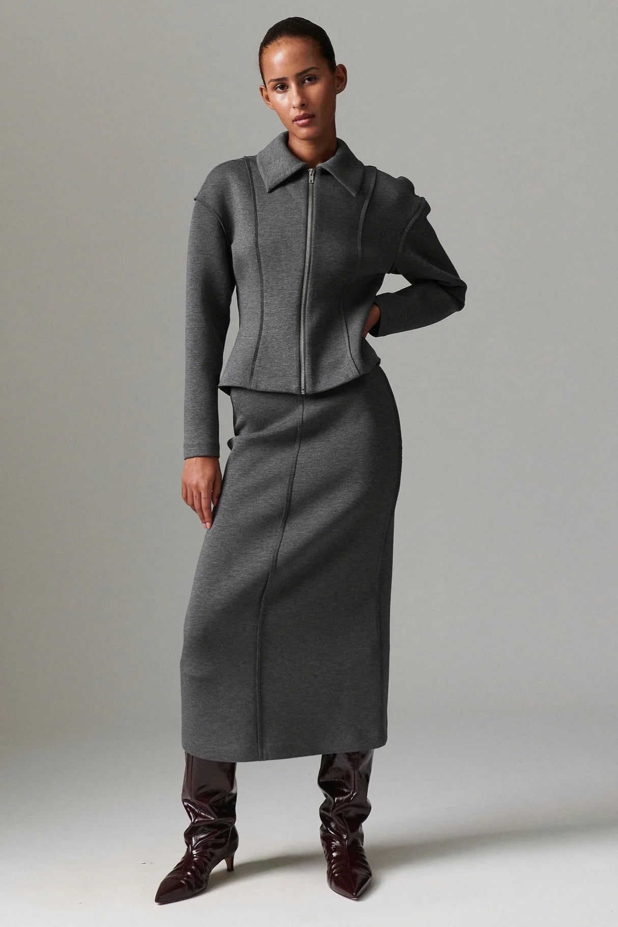 Suzie Scuba nederdel - Medium Grey Melange