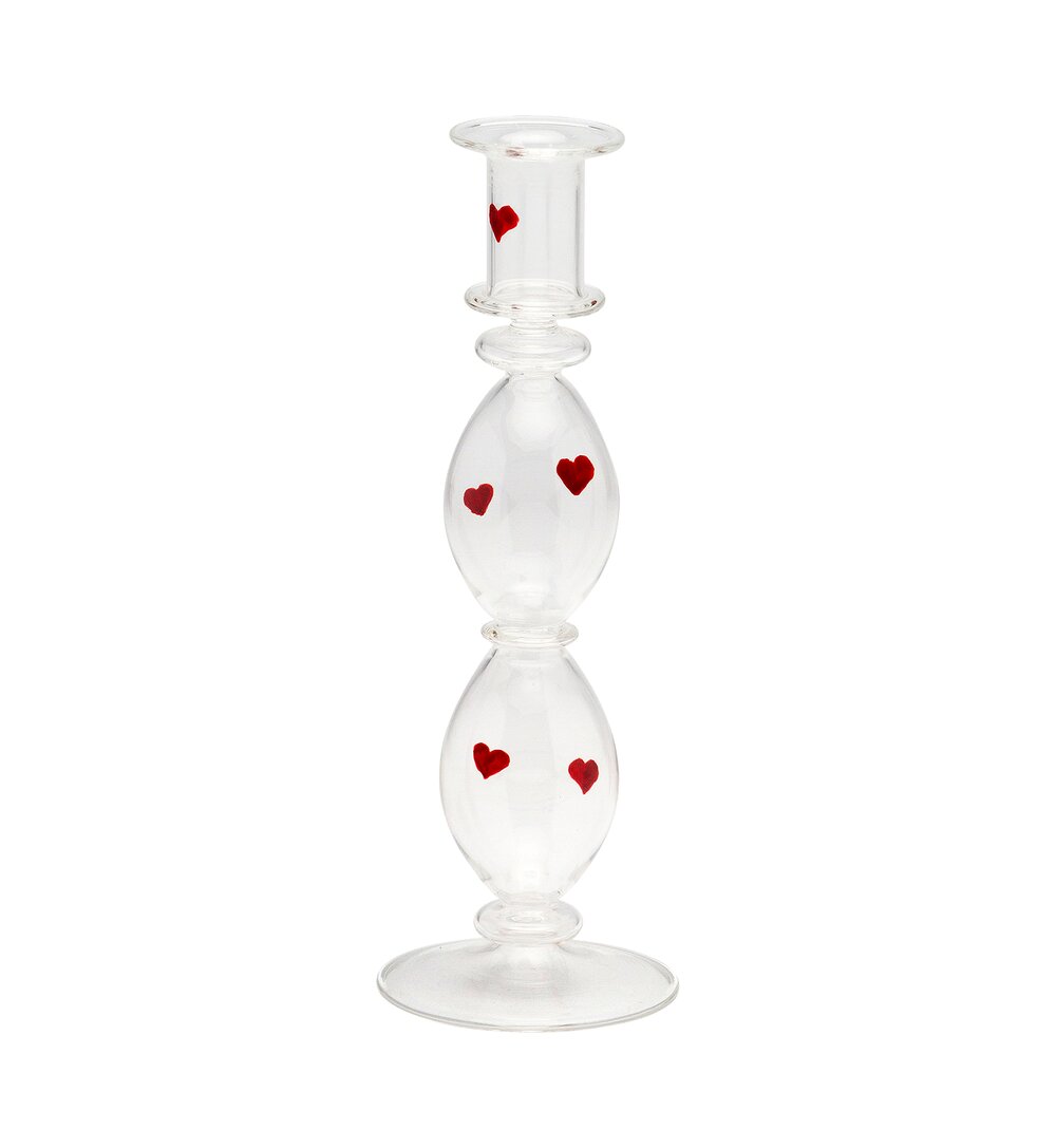 Sweet Sorrow lysestage, klar/rød - H23 cm.