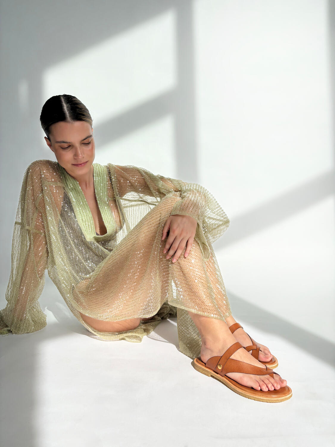 Sandal med flet - Cognac