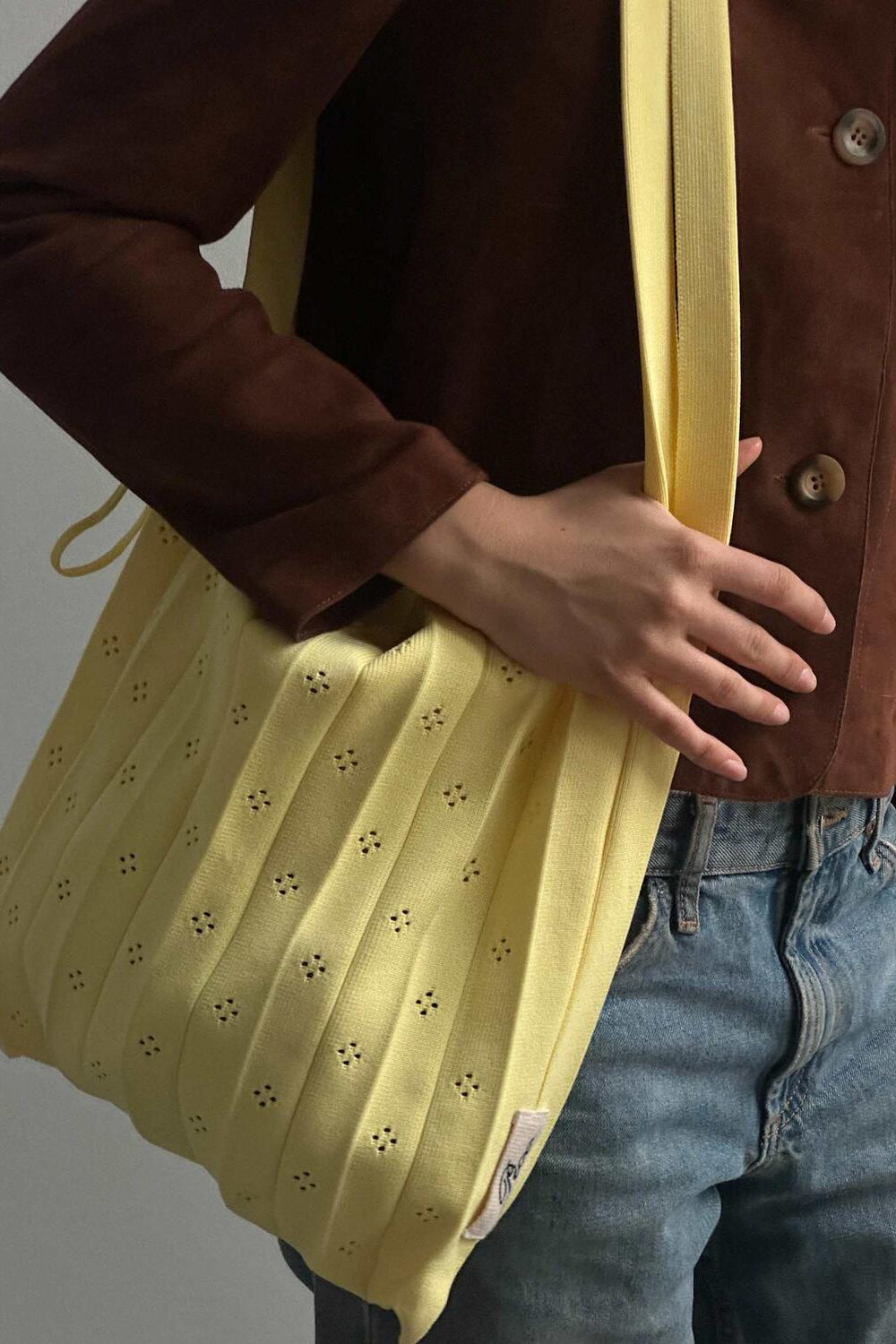 Fleur strikket taske - Butter Yellow