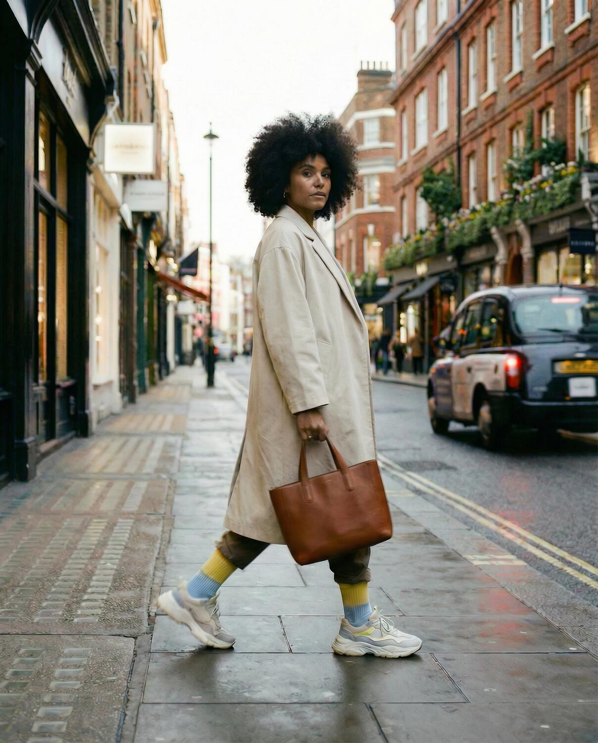 London strømper - Lemonade/Ocean Blue