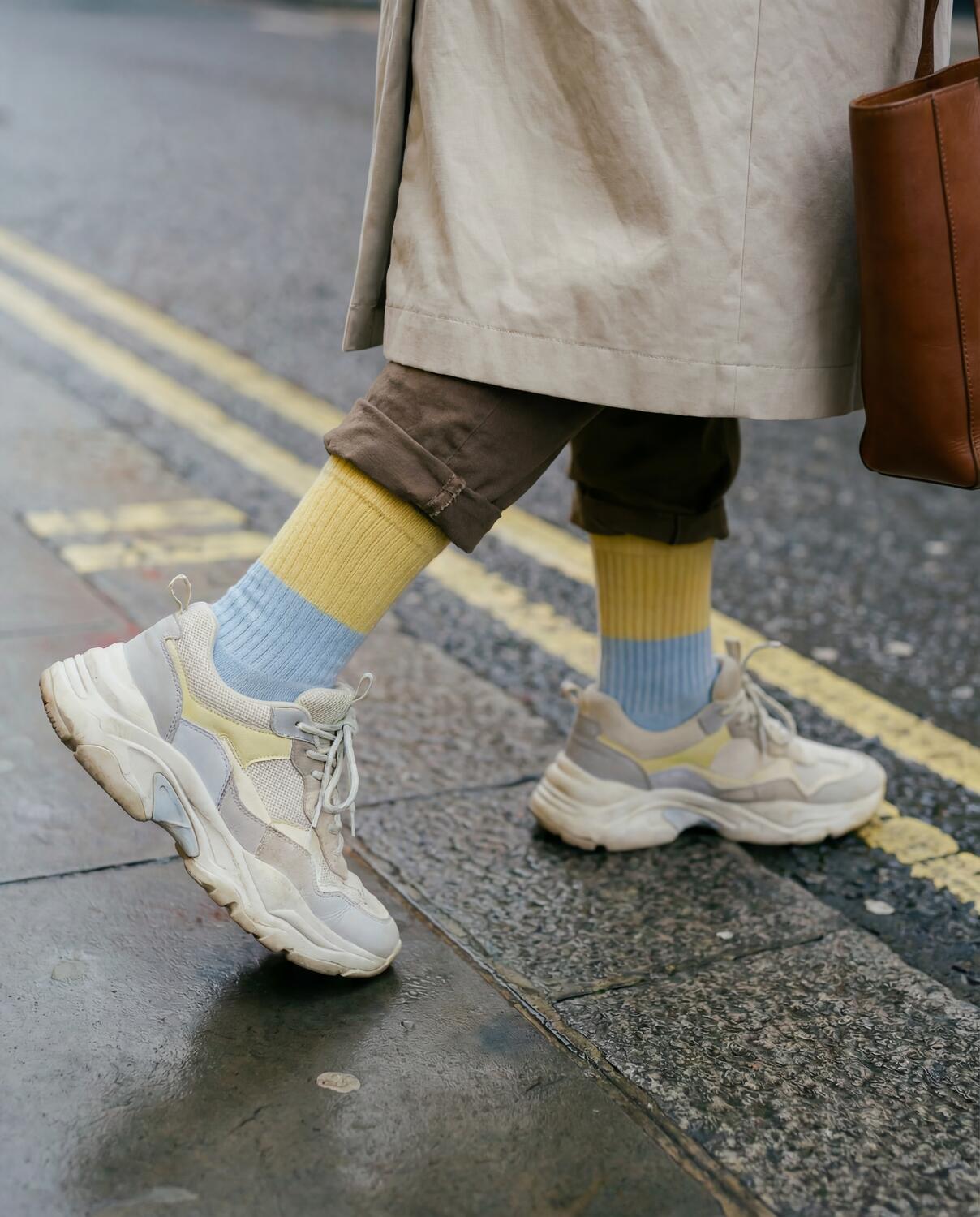 London strømper - Lemonade/Ocean Blue