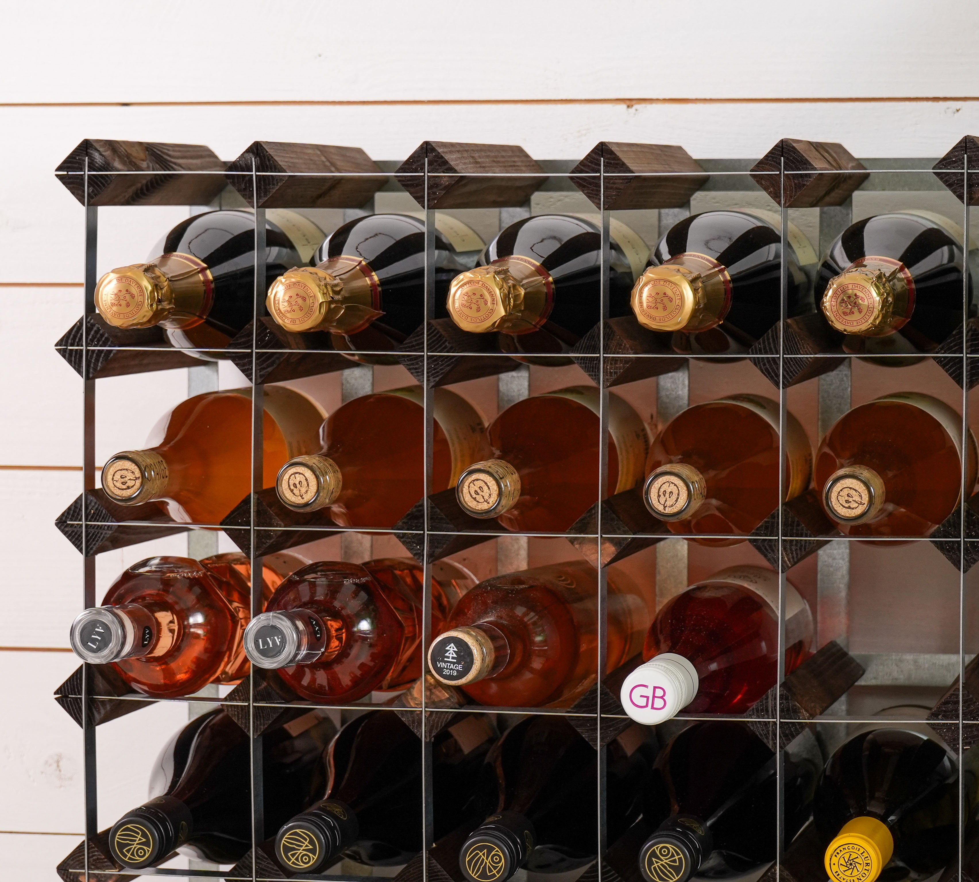 Vinreol, 16 flasker - mørk eg