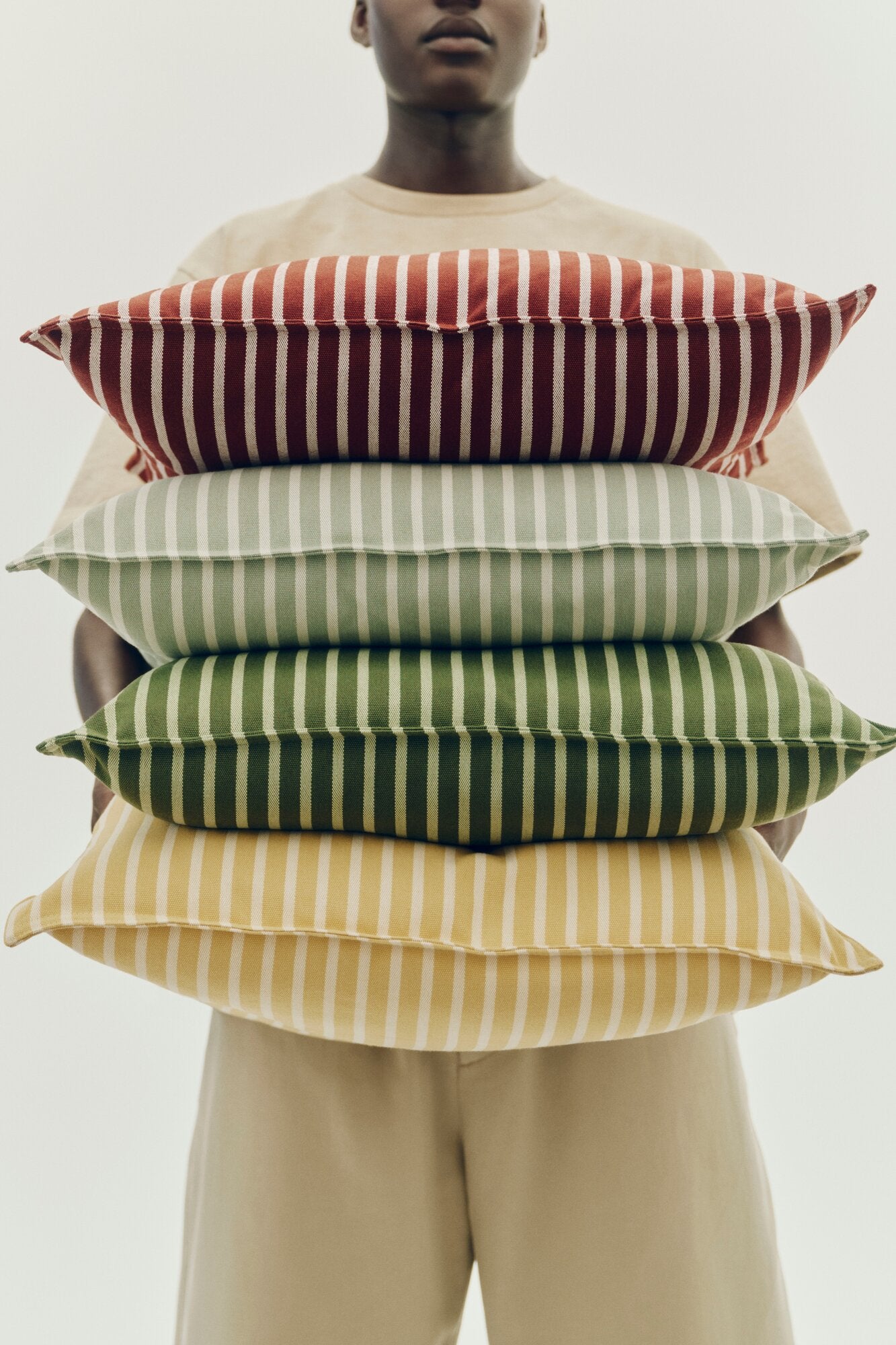 Terrazza pudebetræk, 50x50 cm - Yellow Bold Stripe