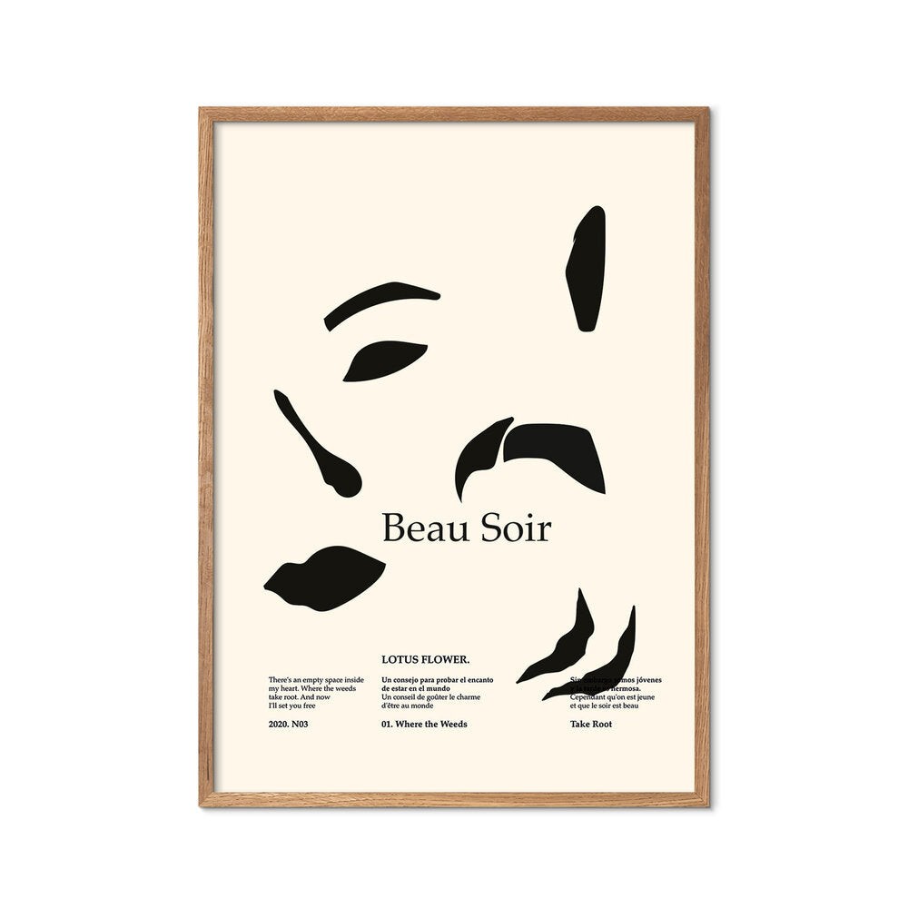 Beau Soir plakat, beige - 30x40 cm
