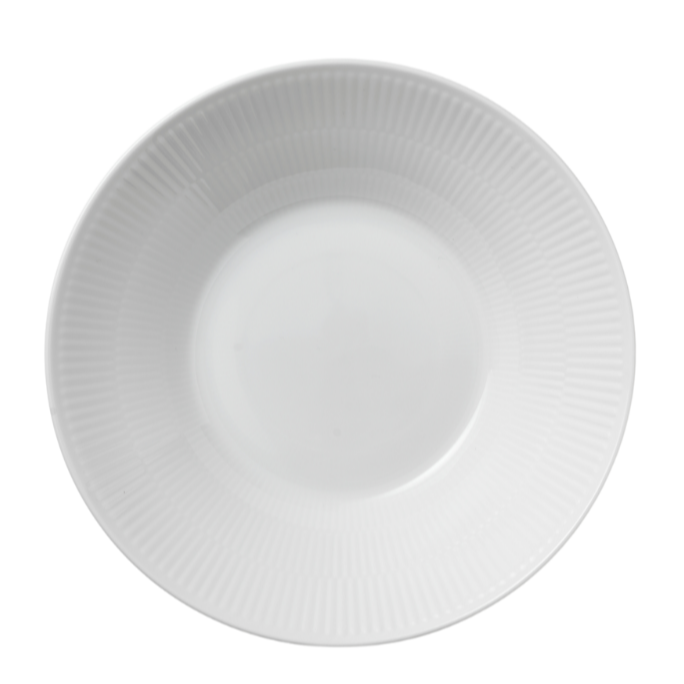 Hvid Riflet dyb tallerken - 24 cm.