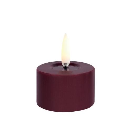 LED Melted Pillar fyrfadslys, Wine red - Ø5 cm