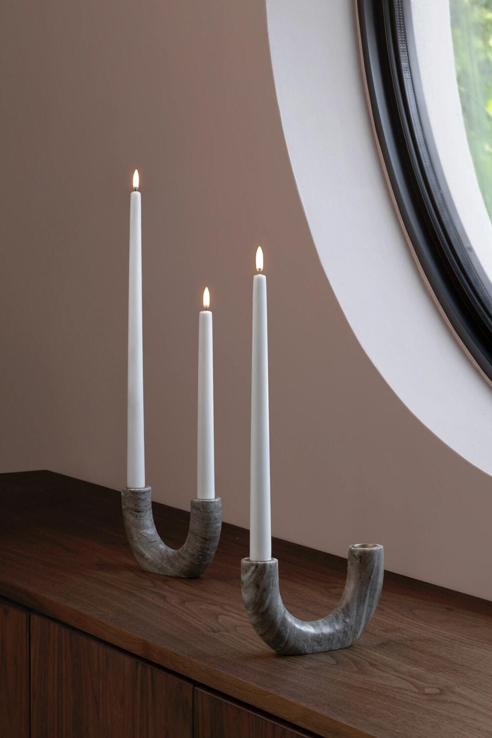 LED kronelys, Nordic White Smooth - 2 stk