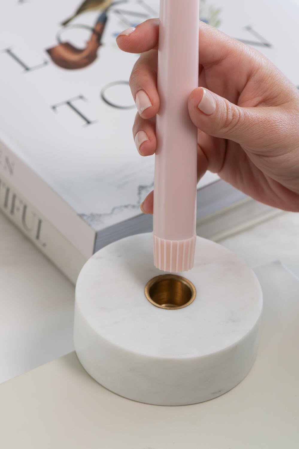LED kronelys, Rose Powder Smooth - 2 stk