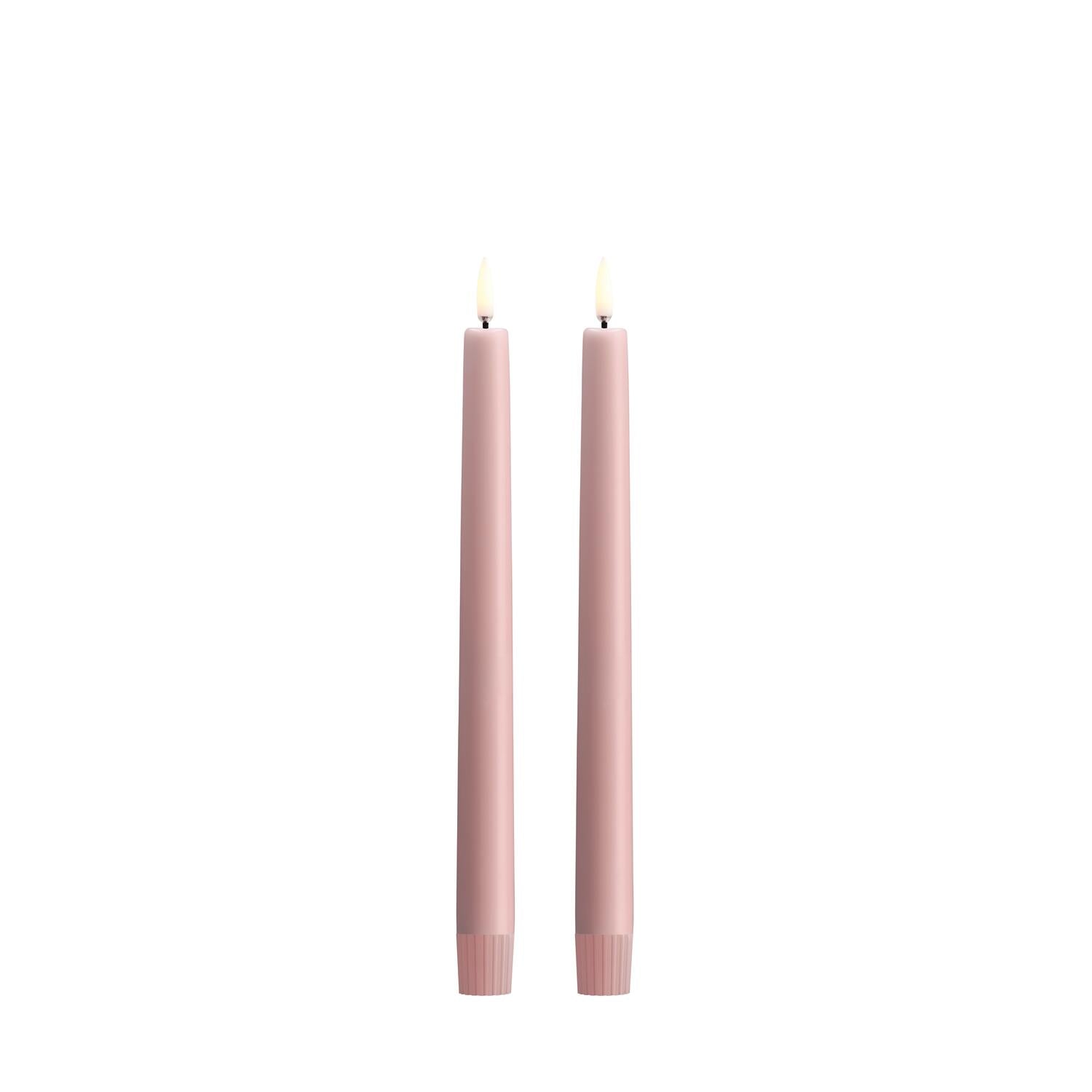 LED kronelys, Rose Powder Smooth - 2 stk