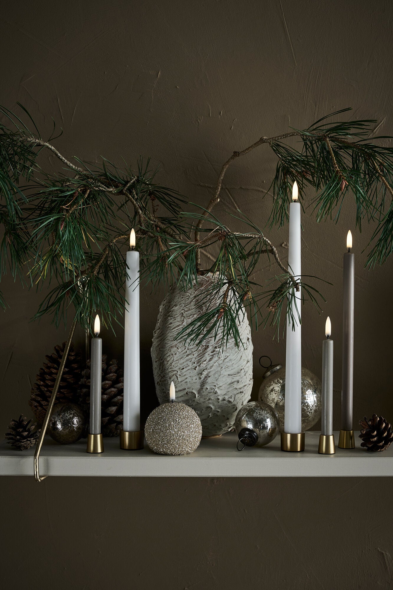 Round LED lys, Champagne/Glitter - Ø7 cm