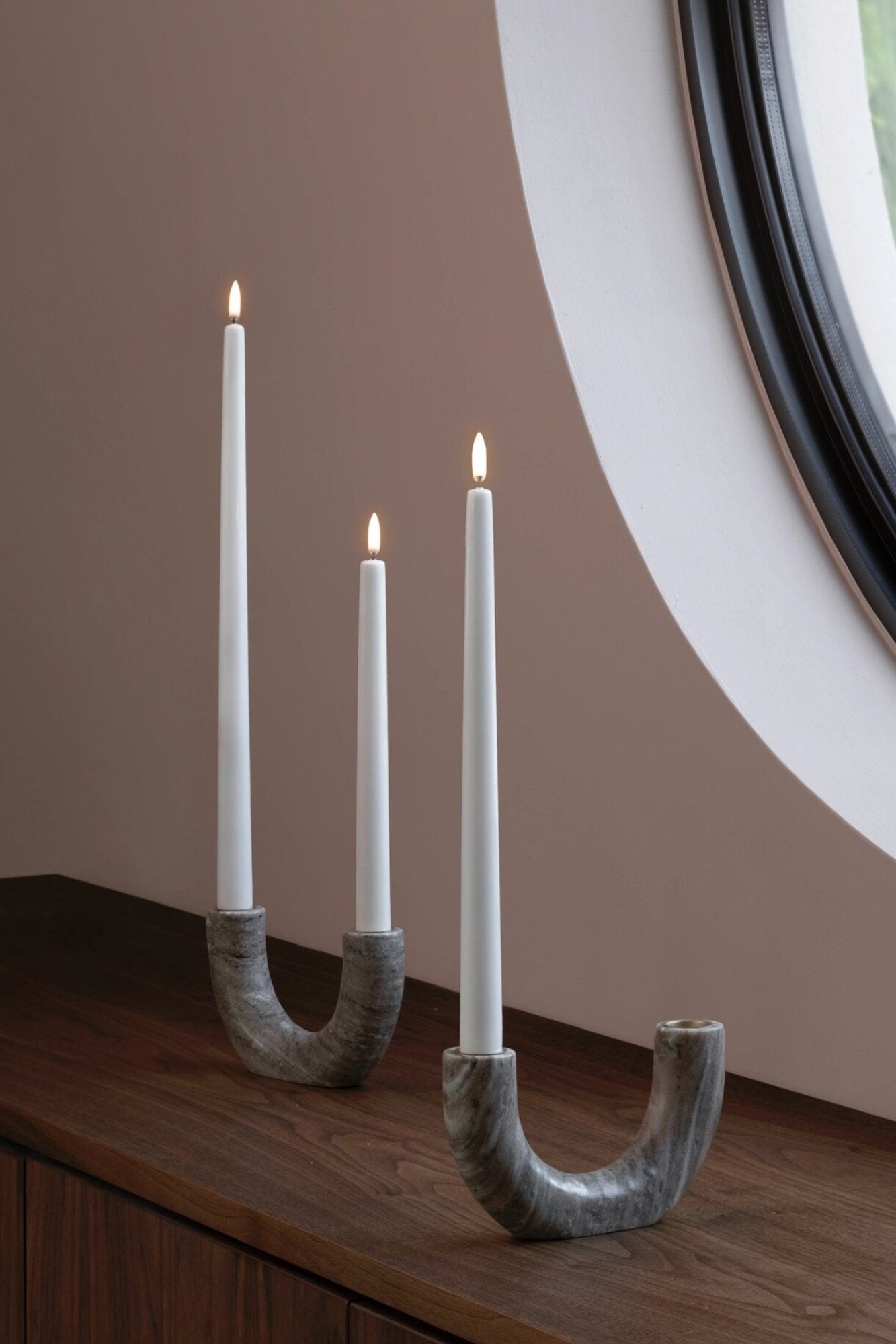 LED kronelys, Nordic White Smooth - H40 cm