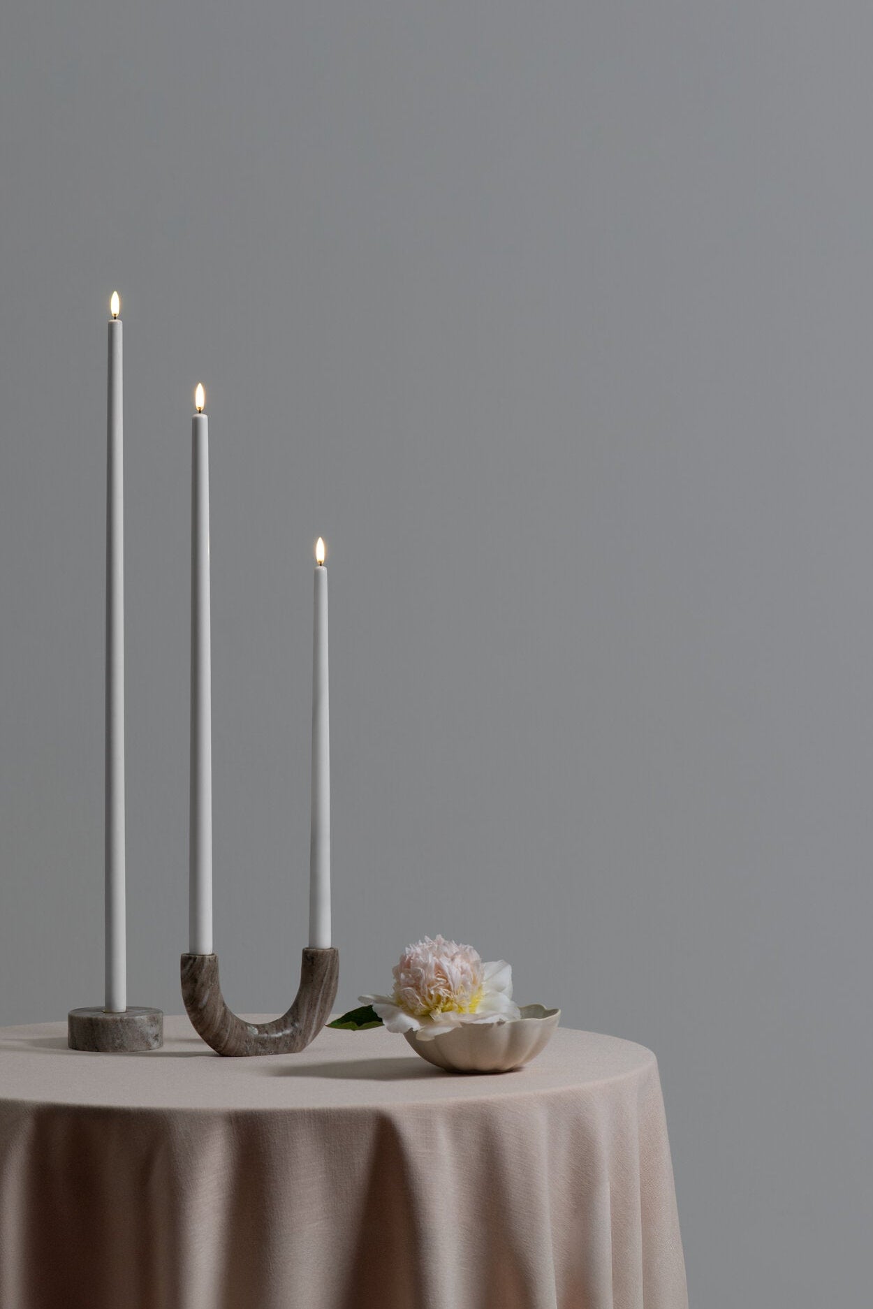 LED kronelys, Nordic White Smooth - H40 cm